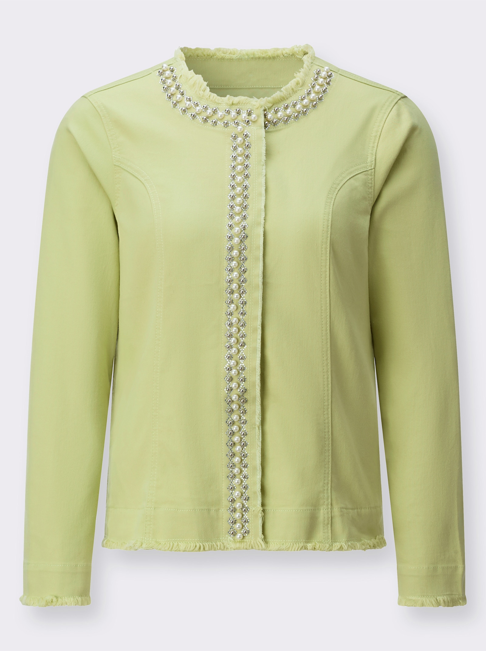 Jeansblazer mit seitlichen Nahttaschen - pistazie