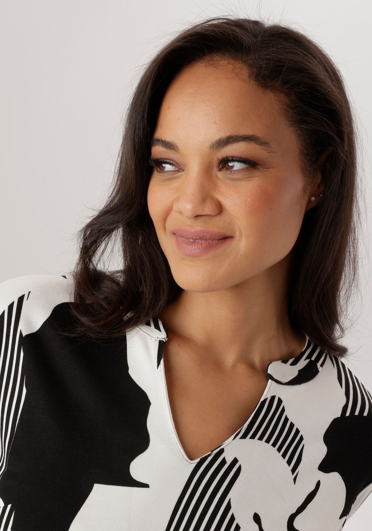 Aniston PLUS Jerseykleid - schwarz-weiß