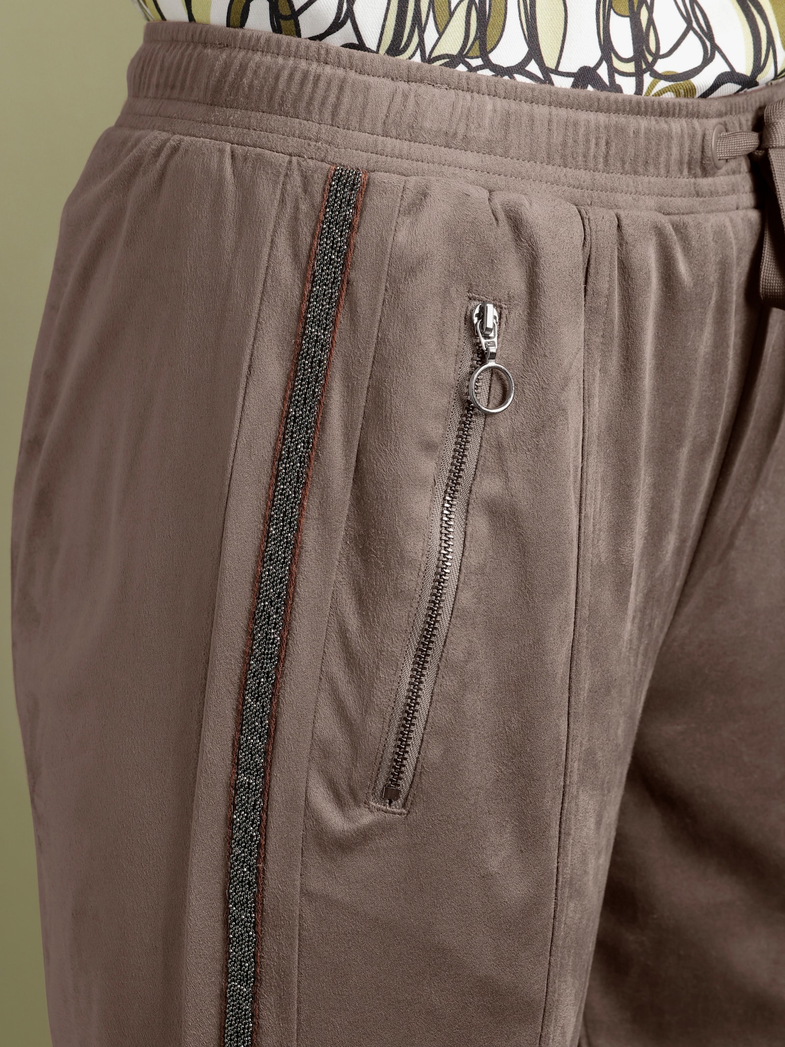 heine Lederimitathose im Jogpant-Stil - dunkeltaupe