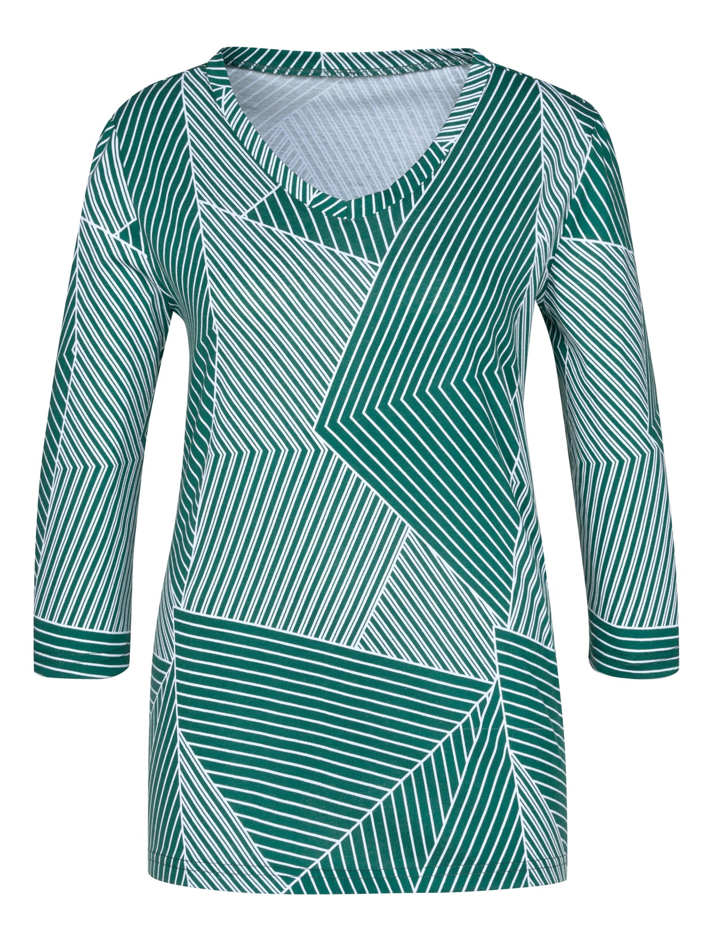 Shirt - dunkelgrün-weiß