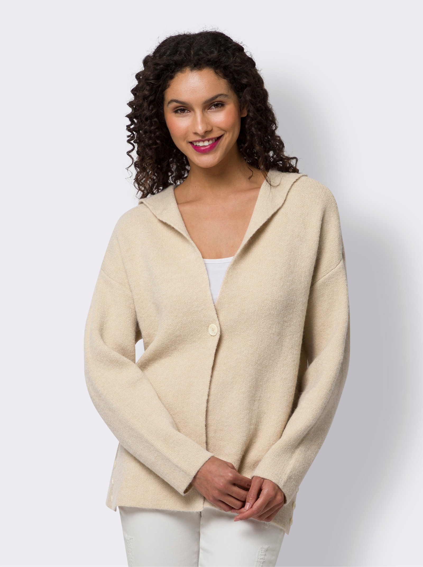 heine Svetr s bočními rozparky - písková