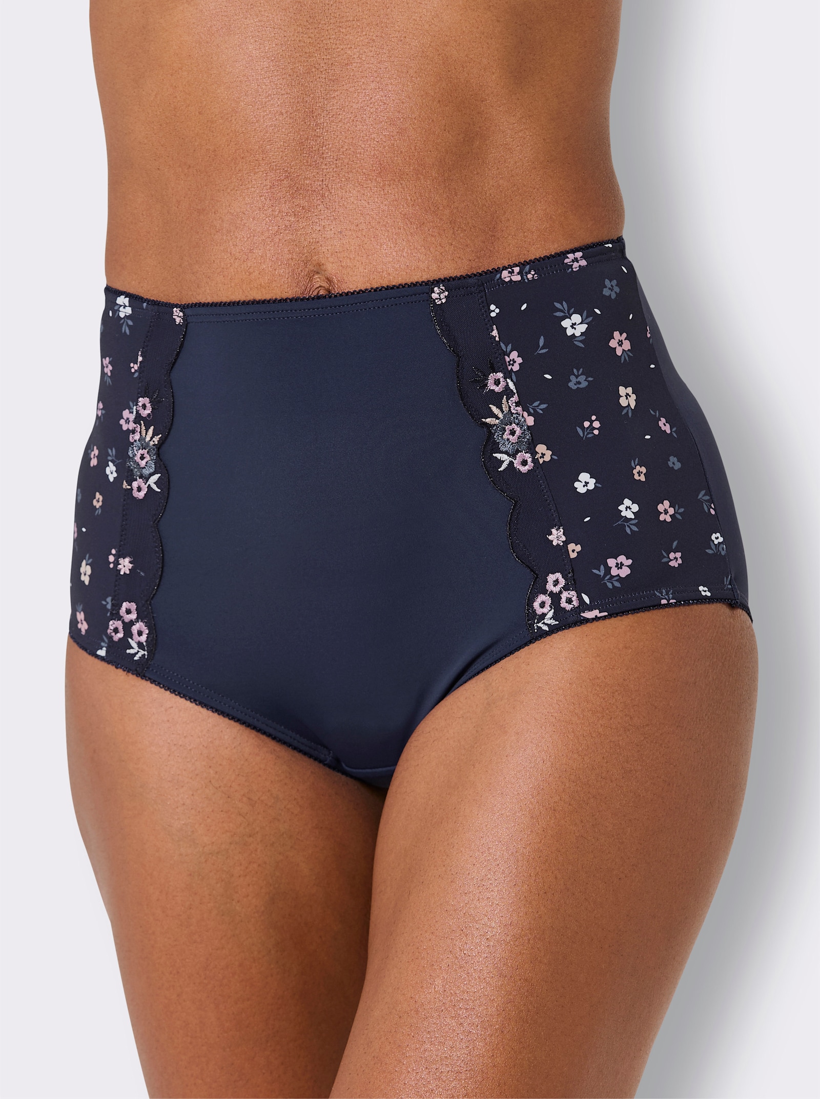 wäschepur Taillenslip mit Mäusezähnchen-Borte - marine-mauve + marine