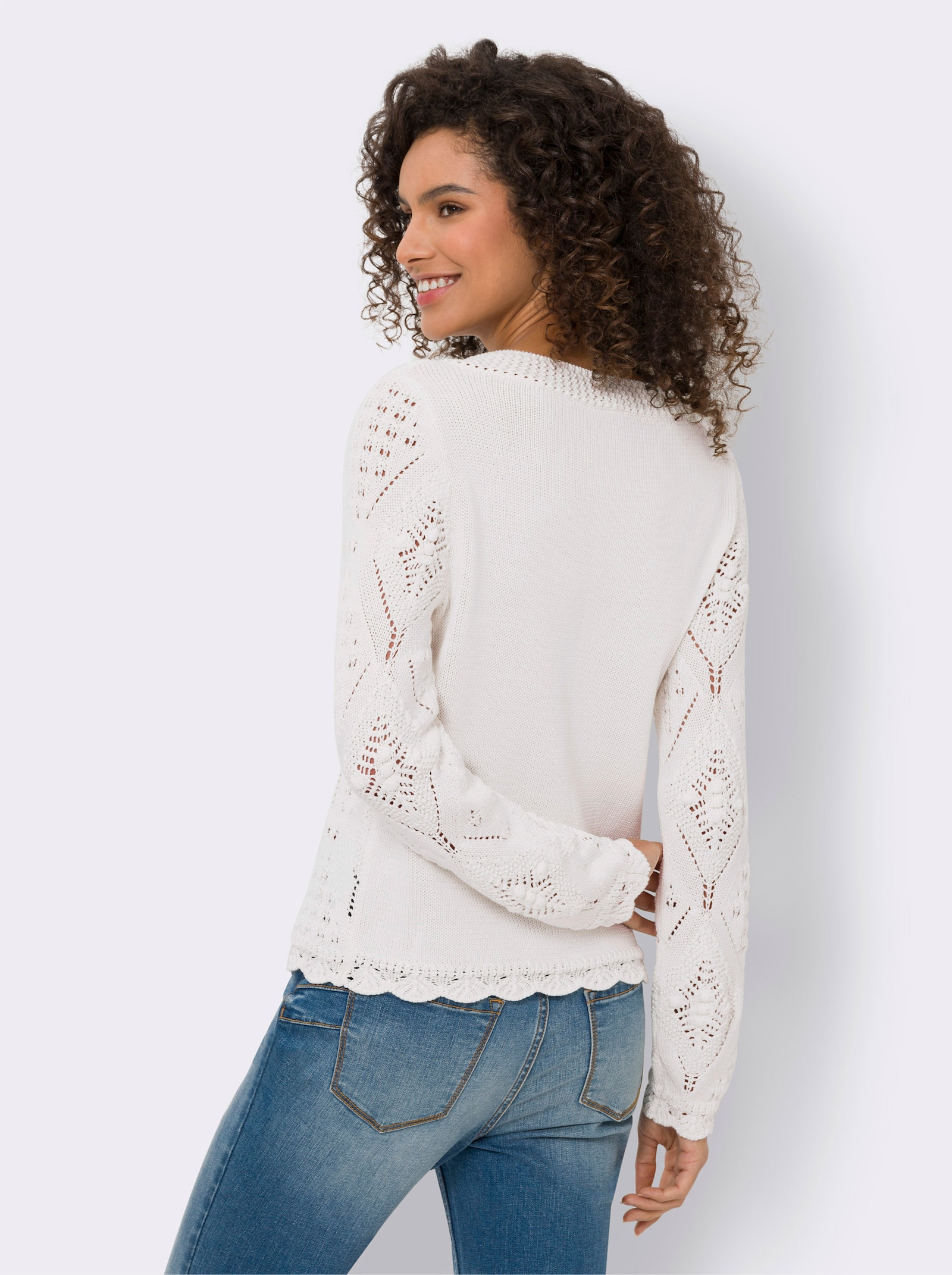 heine Ajourpullover mit gewellten Abschlüssen - ecru