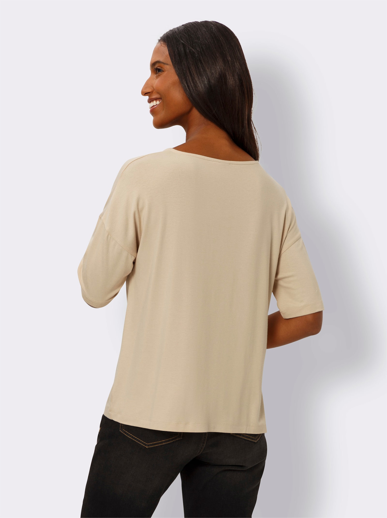 heine Kurzarmshirt mit Knoten-Optik - sand