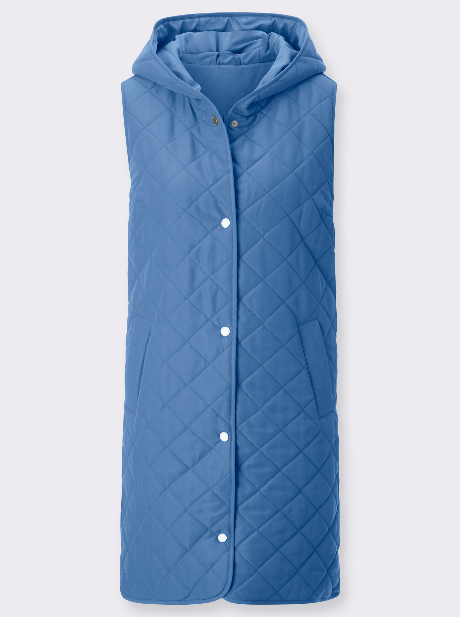 Longweste mit Rautensteppung - mittelblau