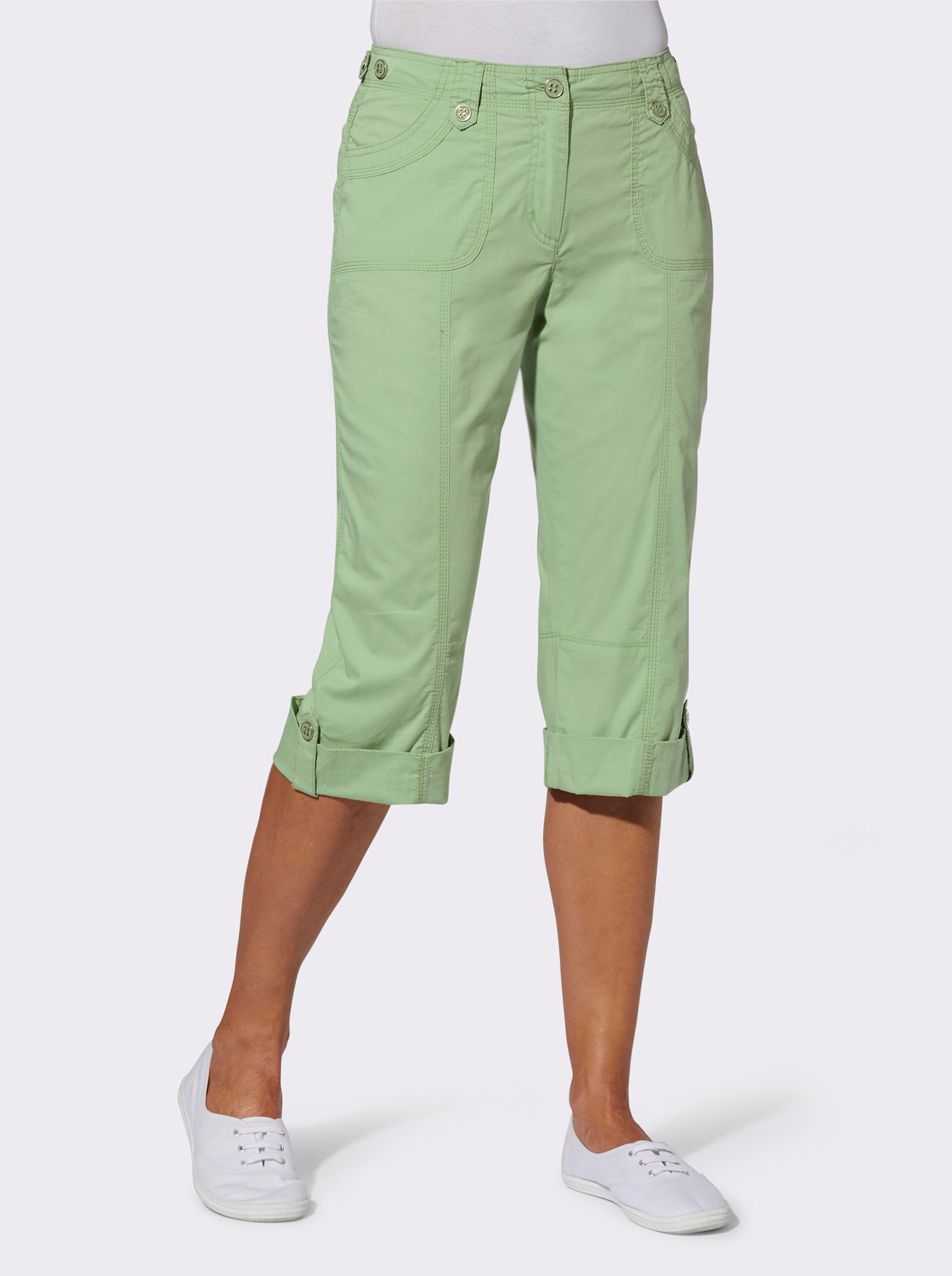 Caprihose mit verstellbarem Bund - eucalyptus