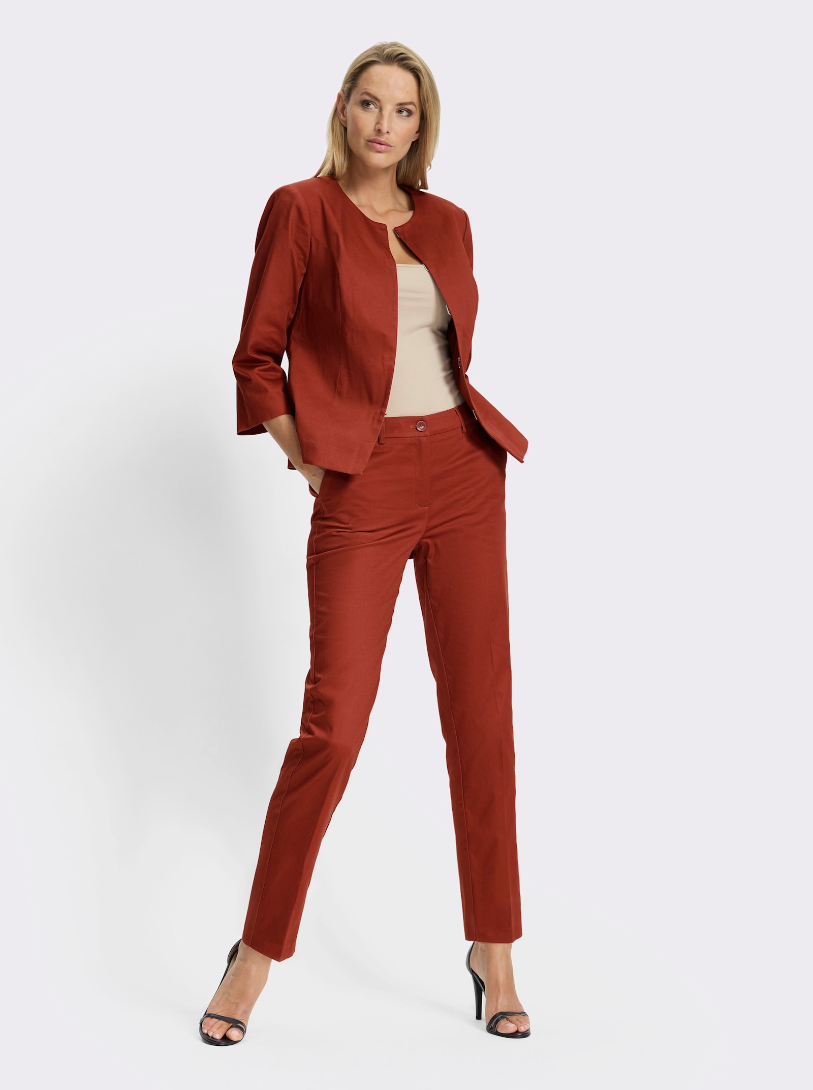 heine Hosenanzug im Baumwoll-Elathan-Mix - rotbraun