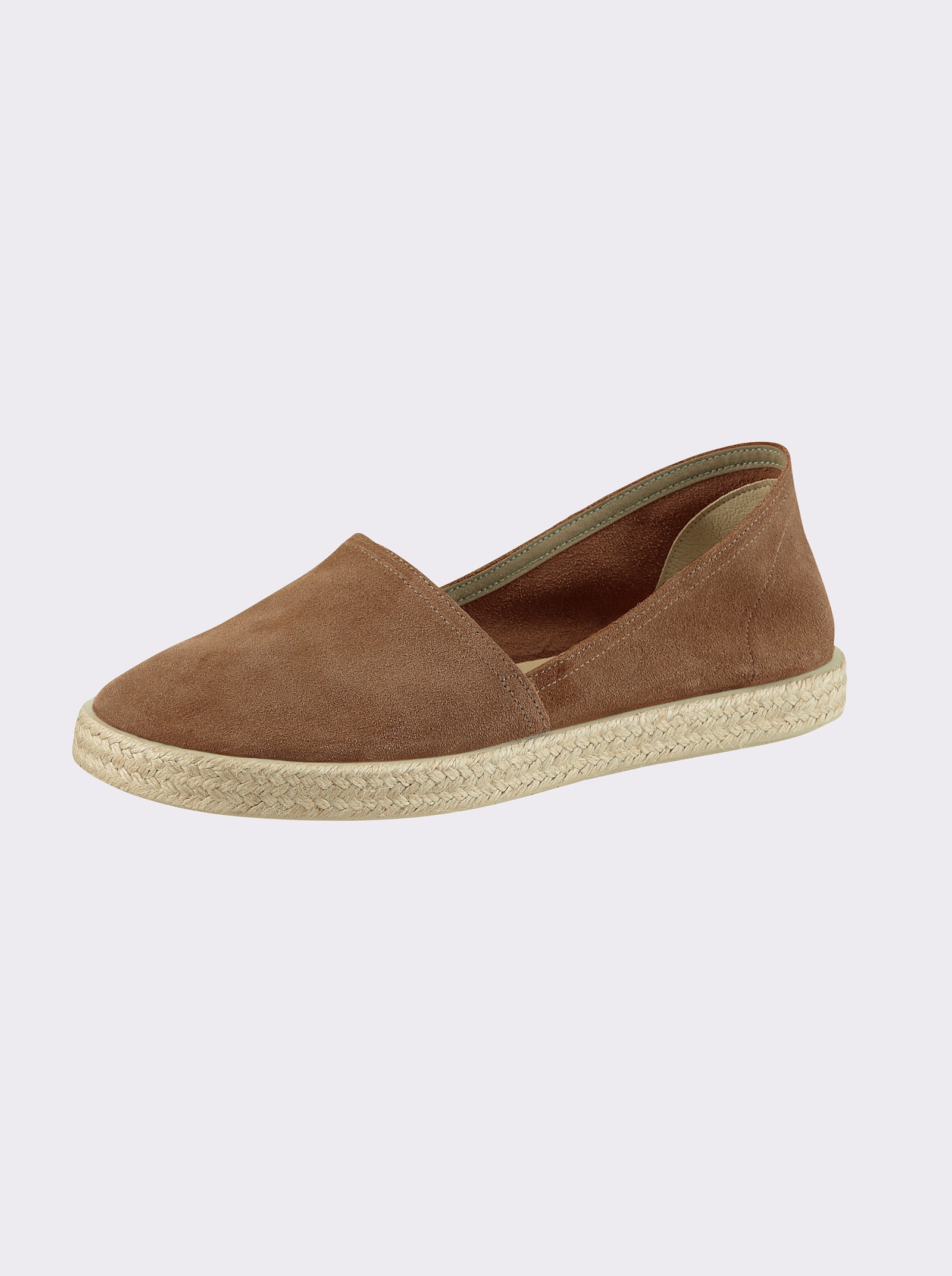 Slipper aus Velours-Leder - cognac