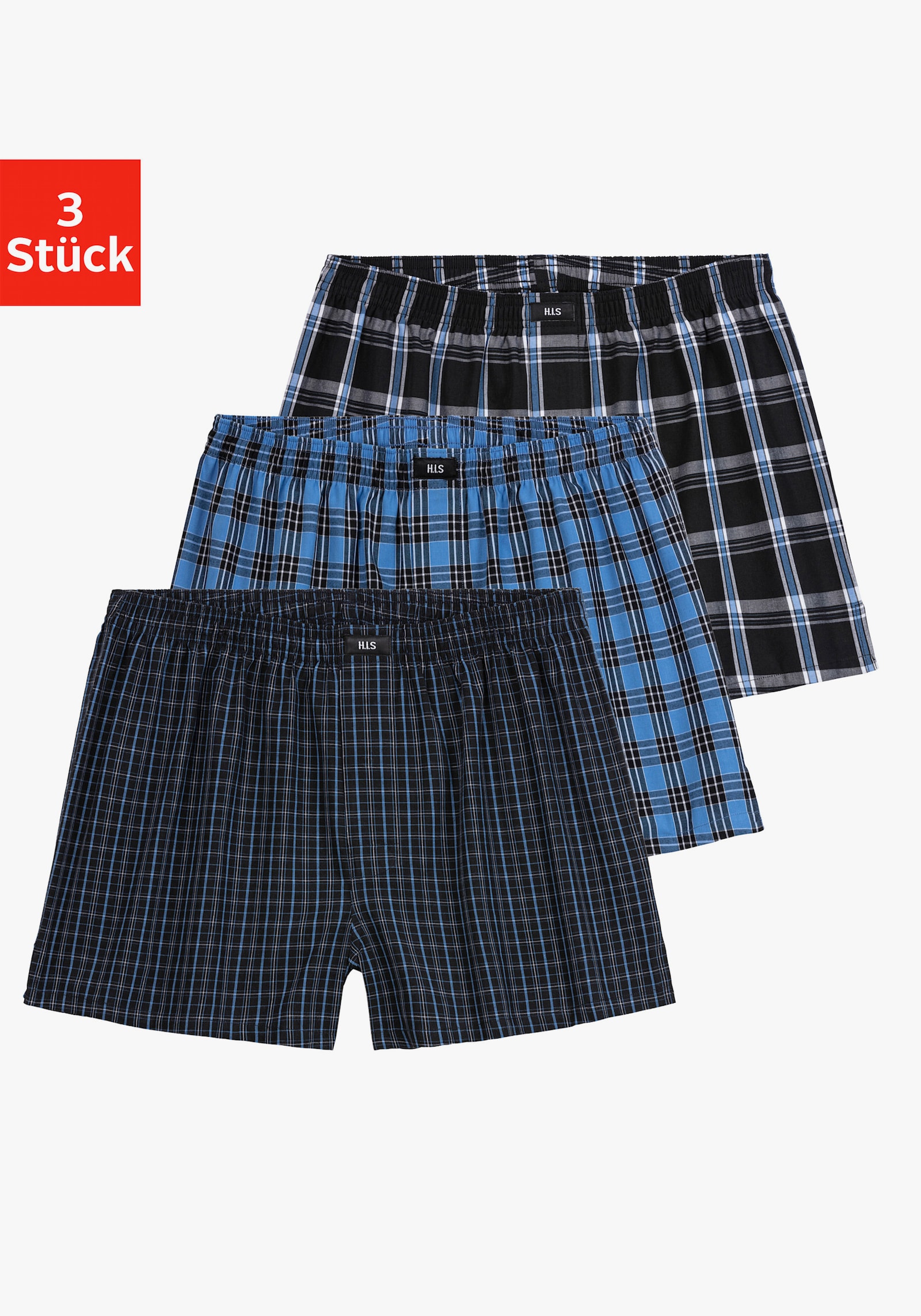 H.I.S Webboxer - blauw geruit