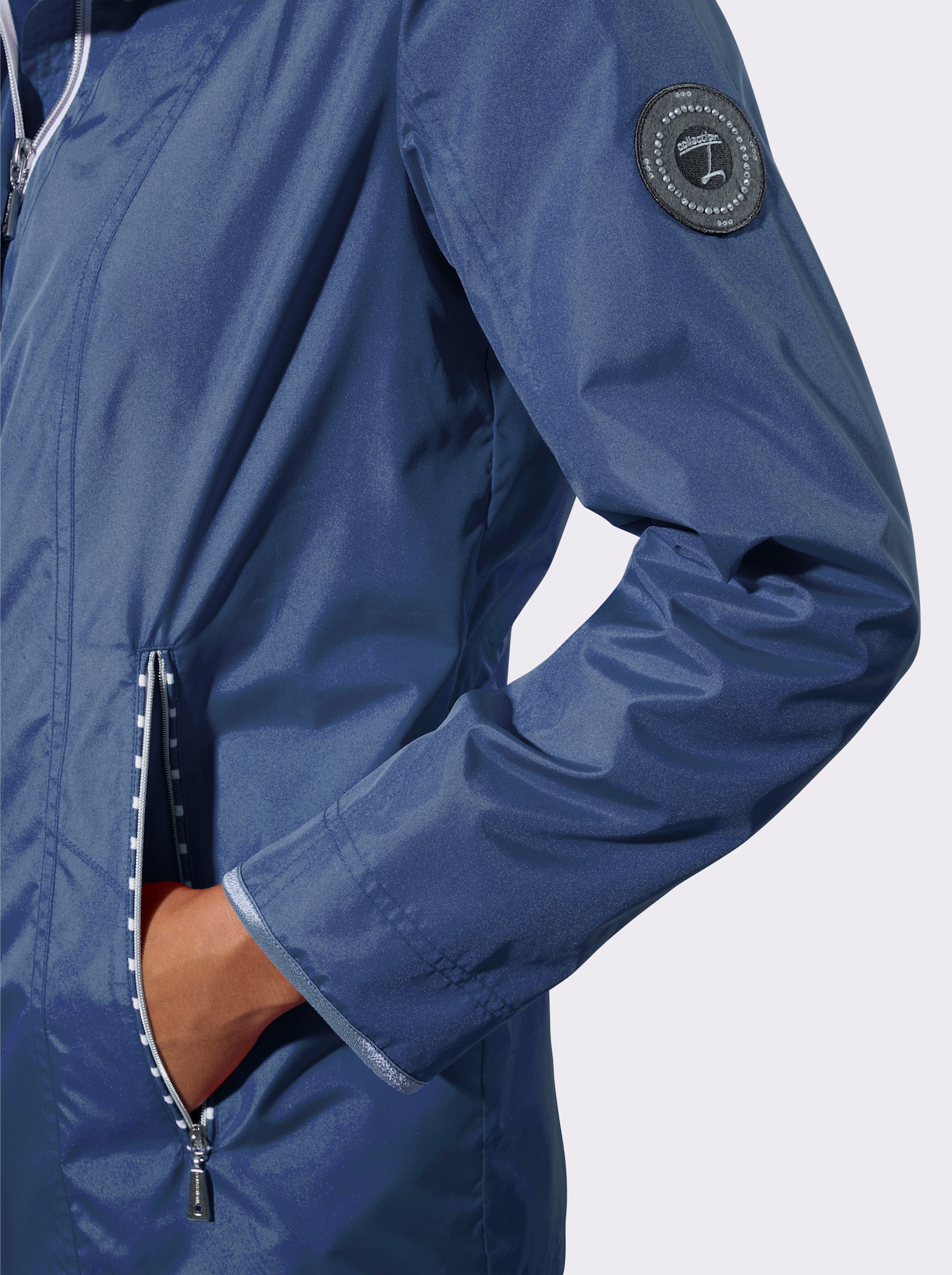 Jacke - jeansblau-weiss