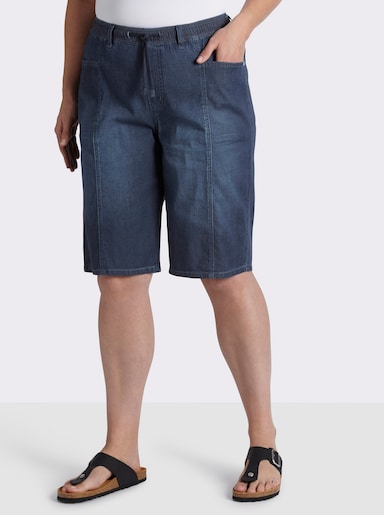 sheego Jeansbermudas mit Rundum-Dehnbund - dark blue