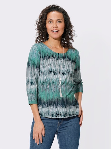 Rundhalsshirt mit 3/4-Ärmeln - marine-apfel-bedruckt