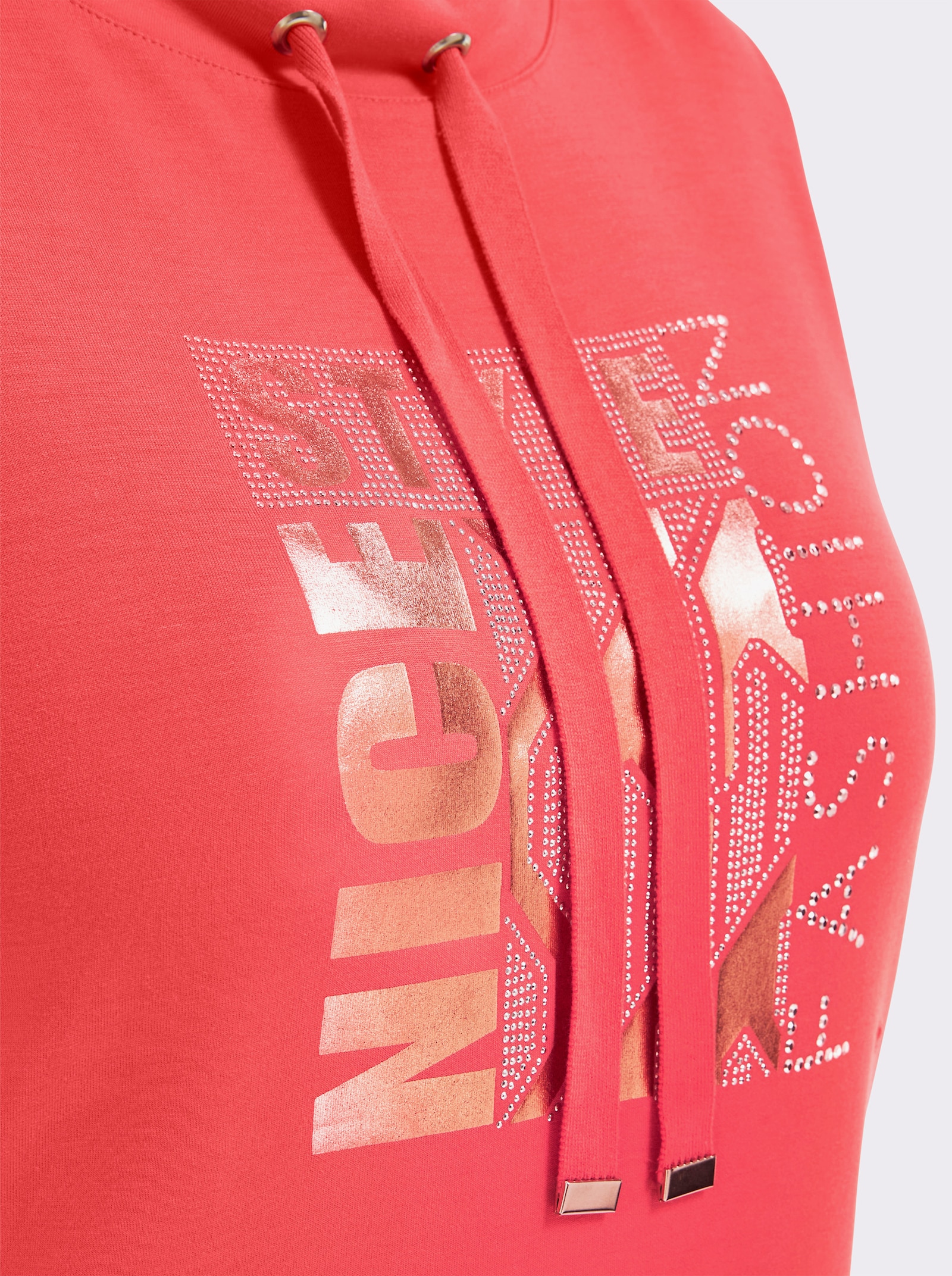 Kurzarmshirt mit Stehkragen - koralle