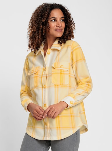 Fleecejacke - champagner-gelb-kariert