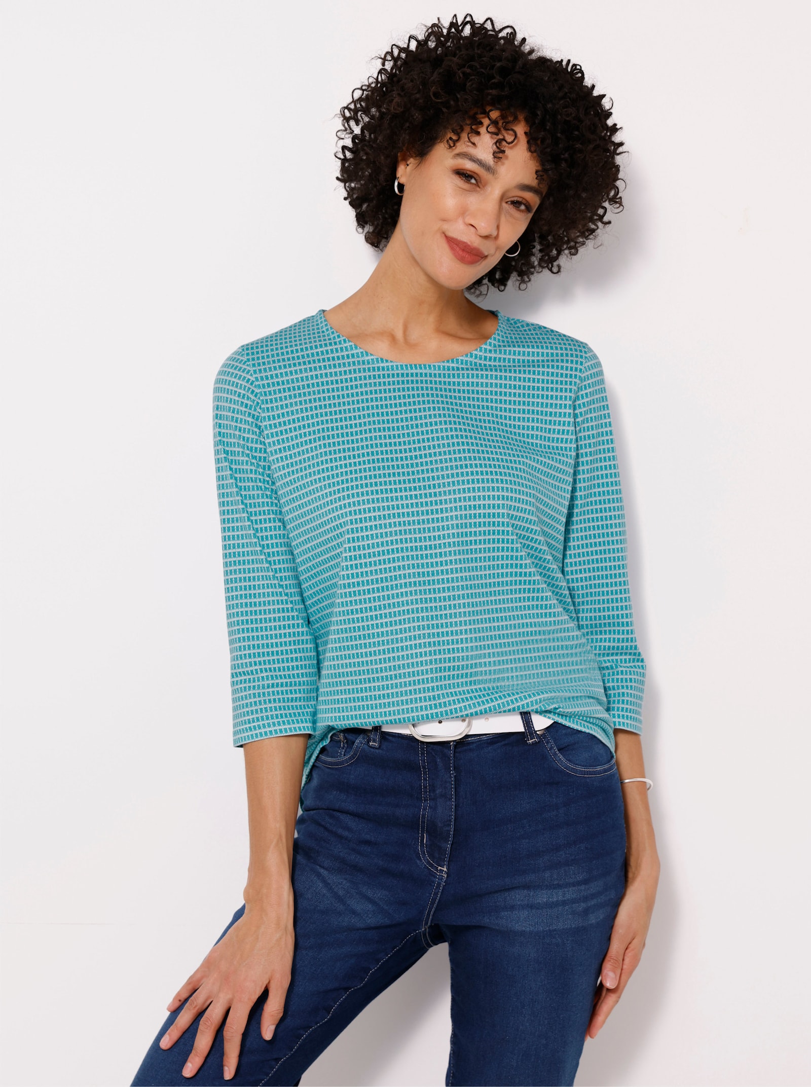 3/4-Arm-Shirt mit Minimal-Druck - ozean-ecru-bedruckt