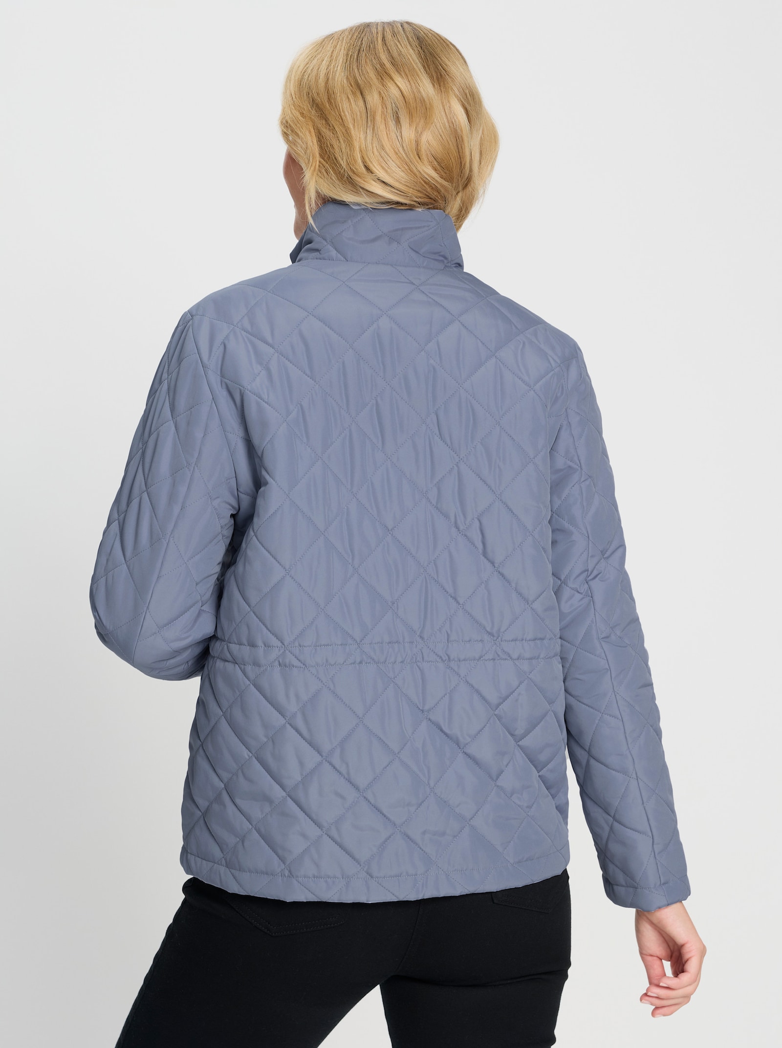 Steppjacke mit Tunnelzug in der Taille - taubenblau