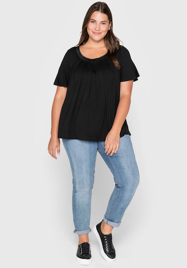 sheego Shirt - schwarz