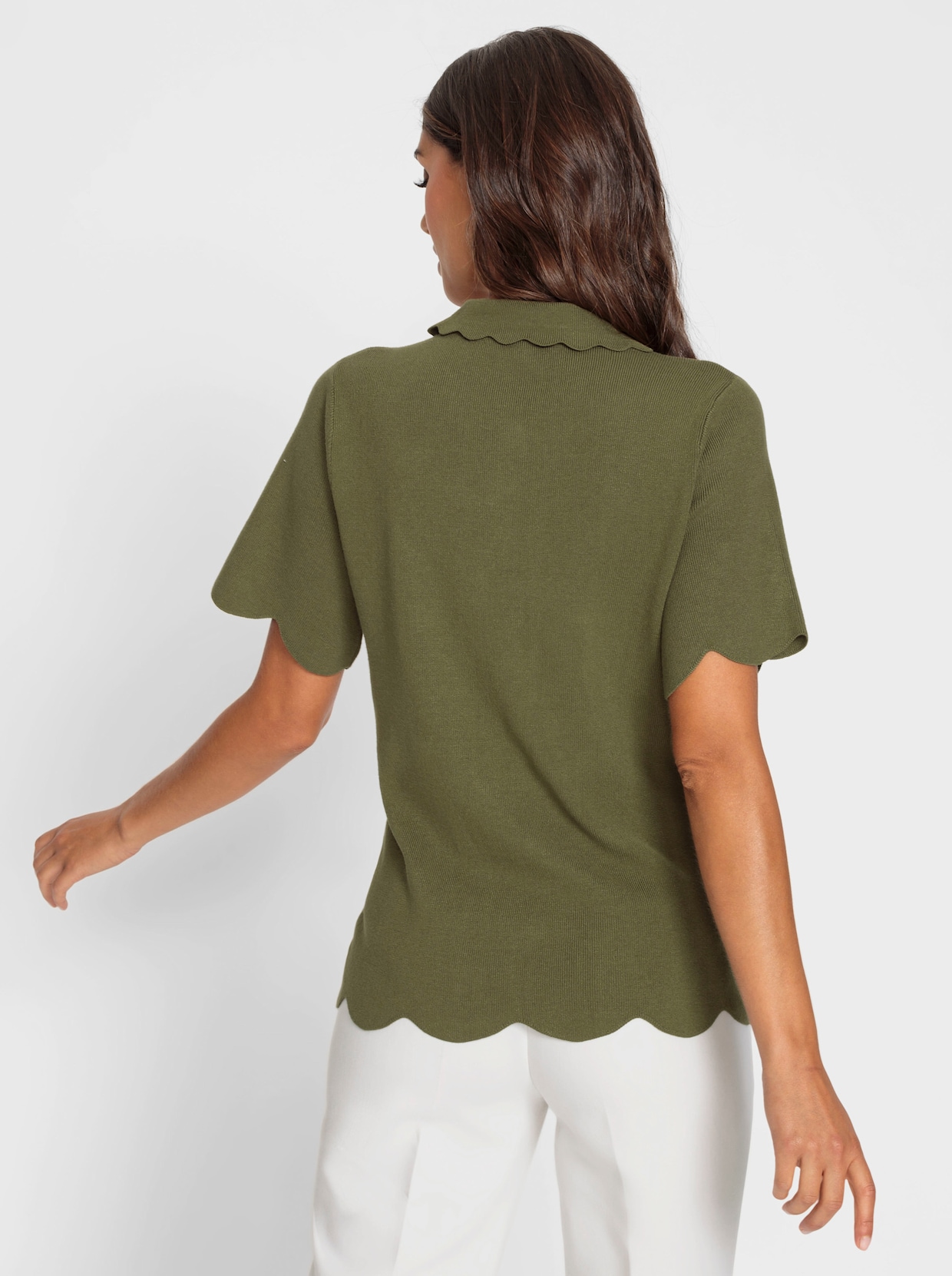 heine pullover met halflange mouwen - olijf