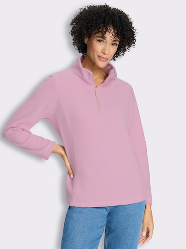 Fleeceshirt mit Stehkragen - rosé
