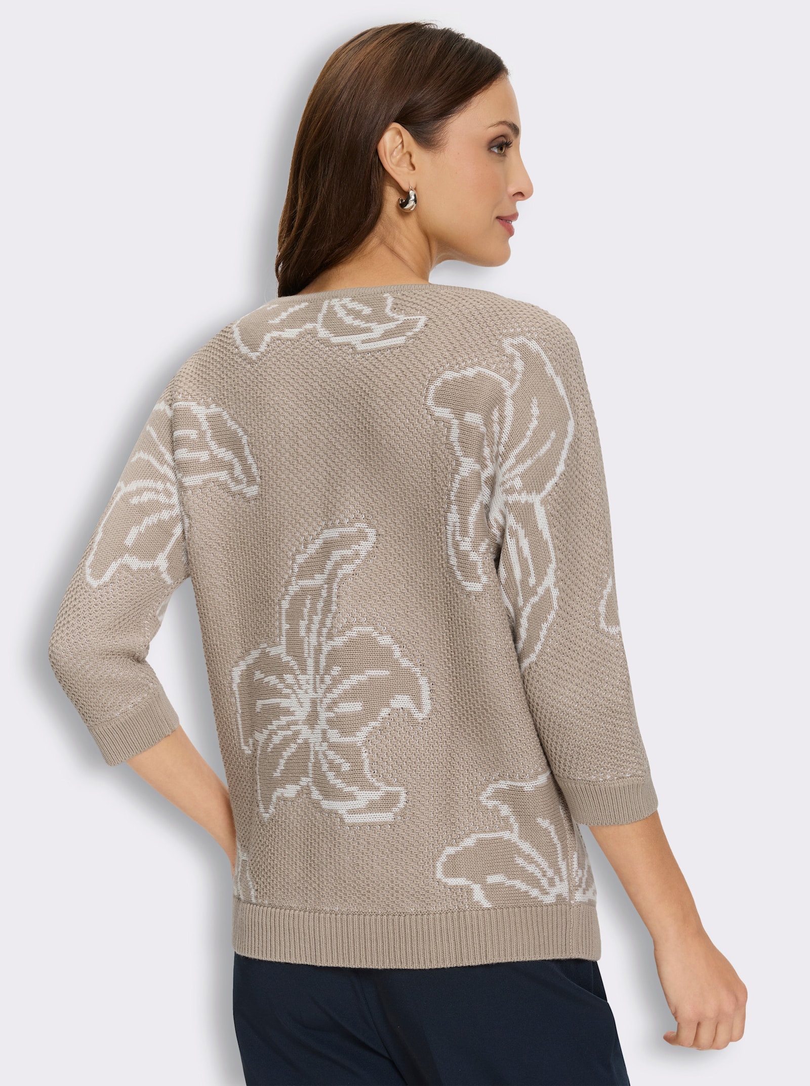 Ajourpullover im Jacquard-Dessin - sesam-ecru-gemustert