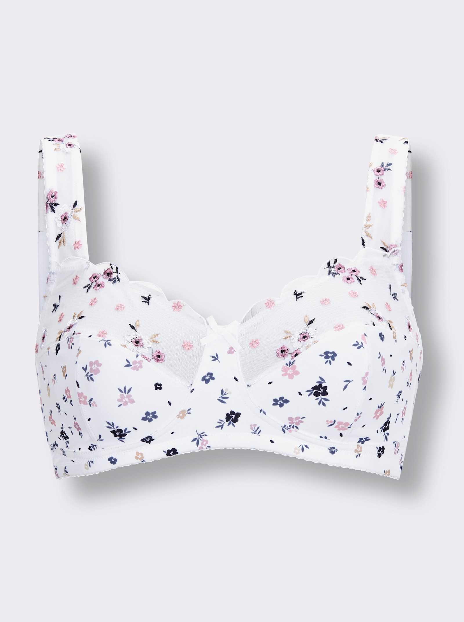 wäschepur BH ohne Bügel mit Stickerei-Tüllspitze - weiß-mauve