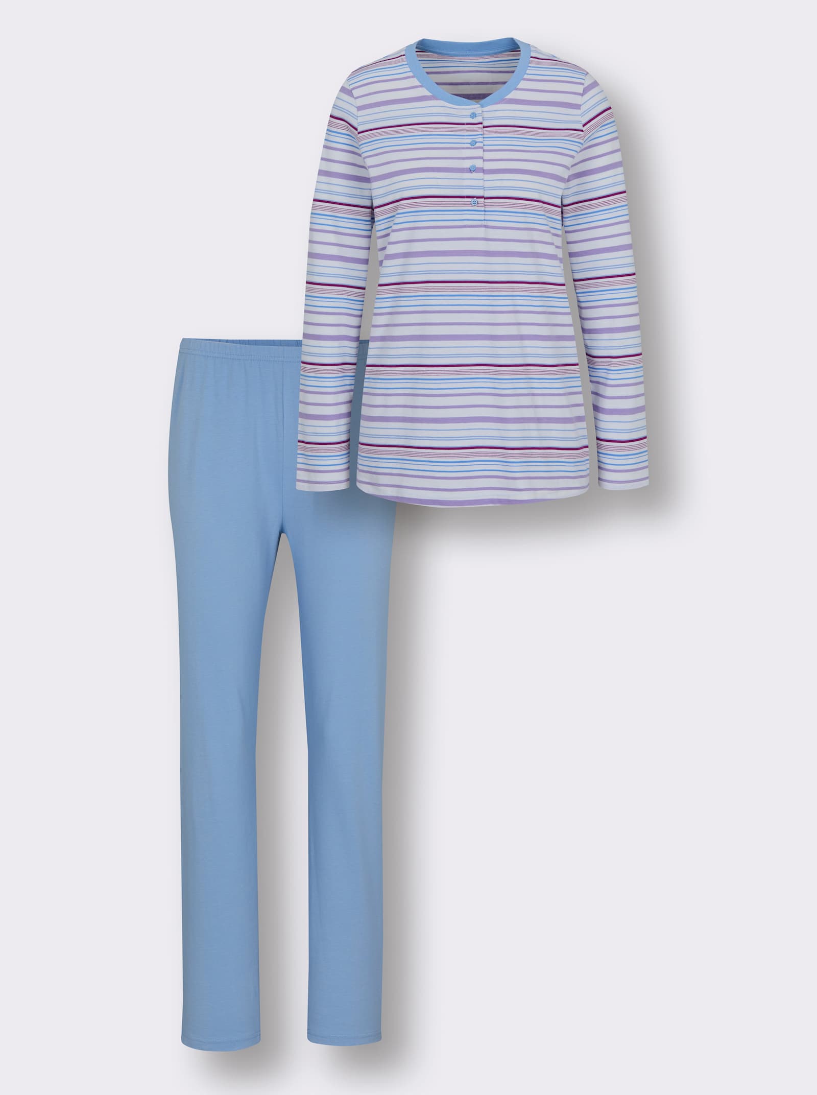 wäschepur Schlafanzug im Streifen-Dessin - himmelblau-weiß-gestreift