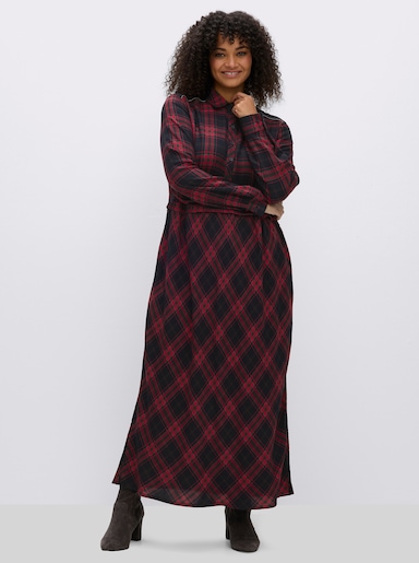 sheego Hemdblusenkleid im Karo-Muster - tiefblau-kirsche-kariert