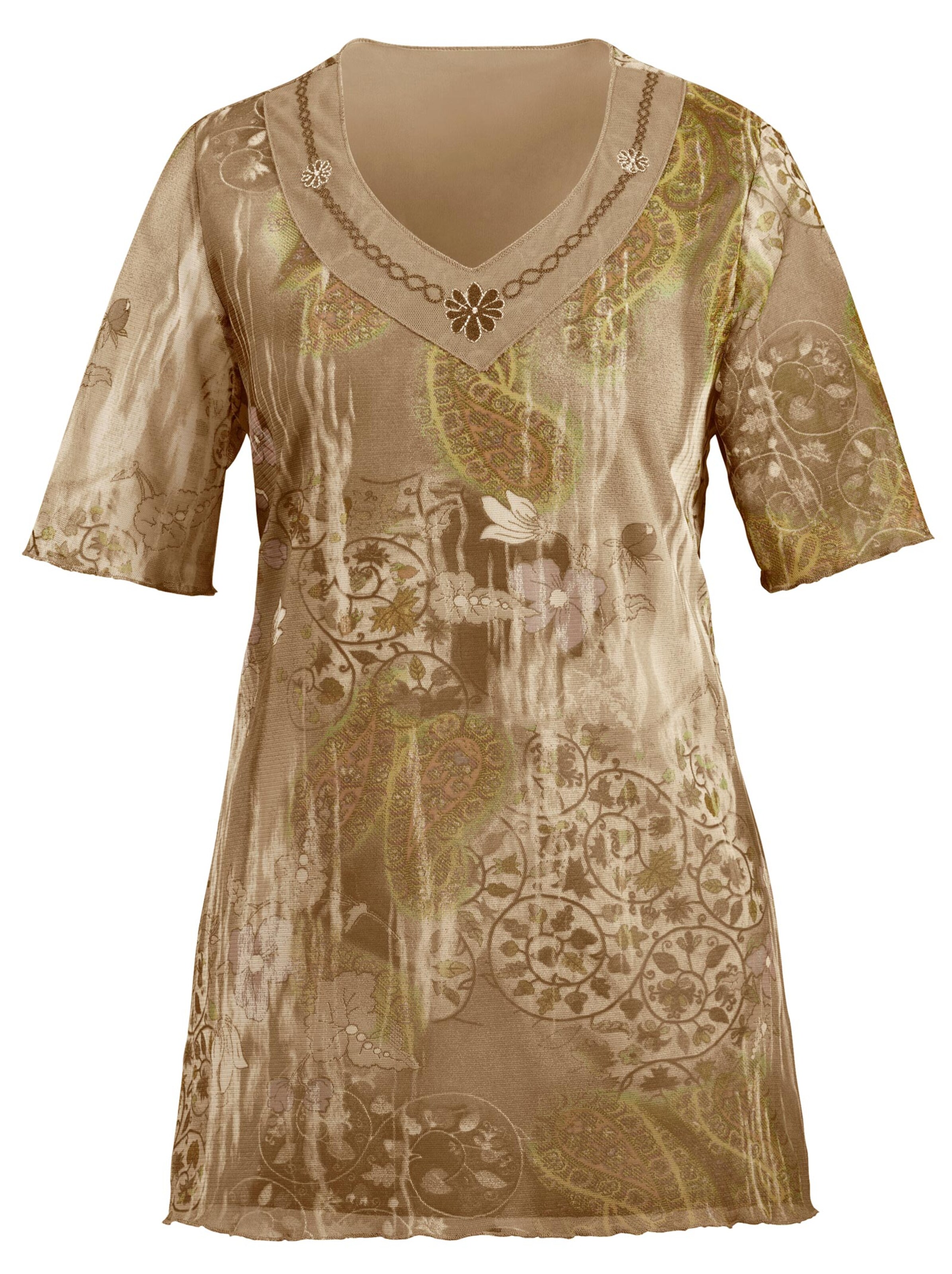 Shirt - braun-bedruckt