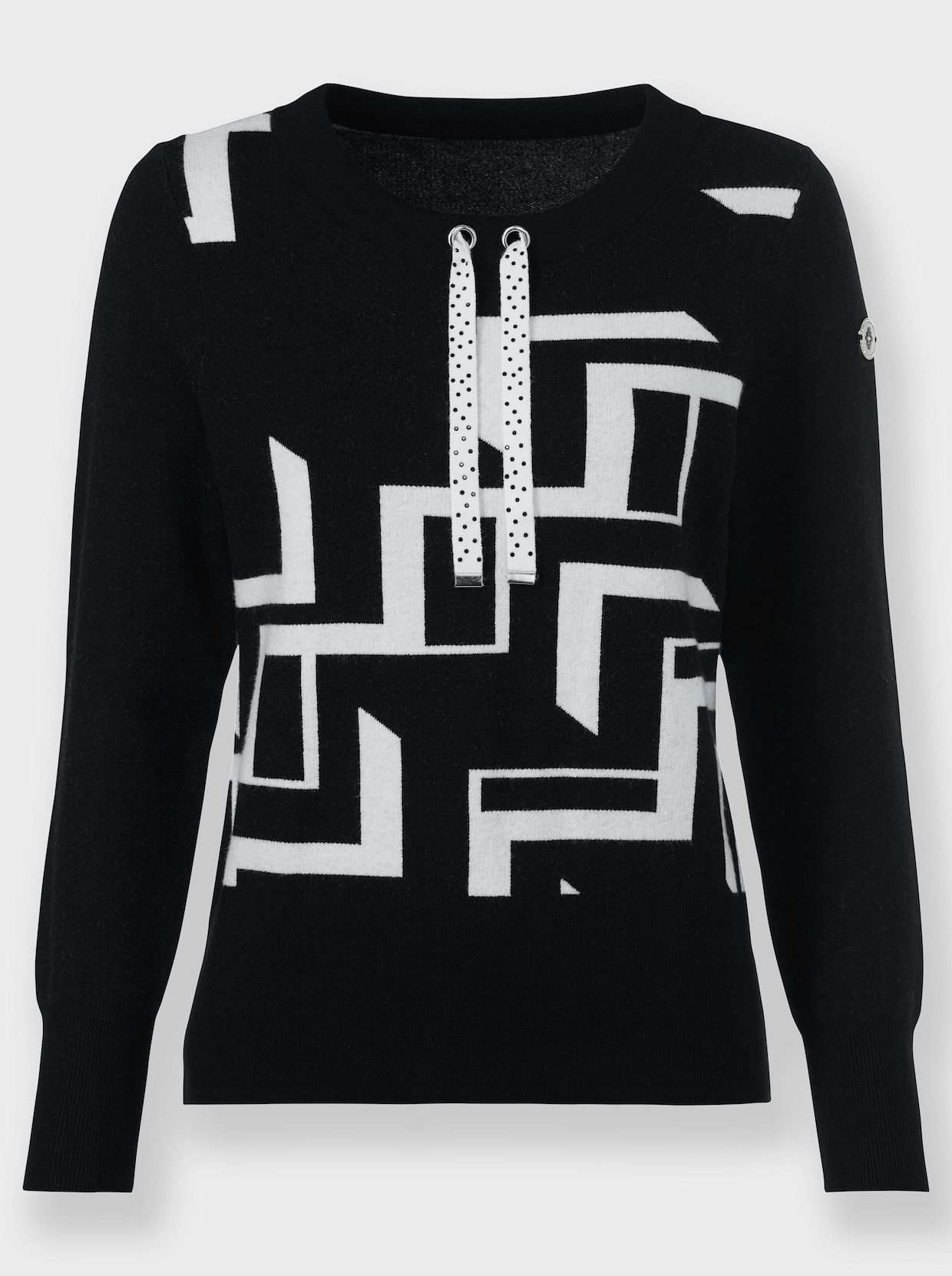 Pullover - zwart/wit gedessineerd