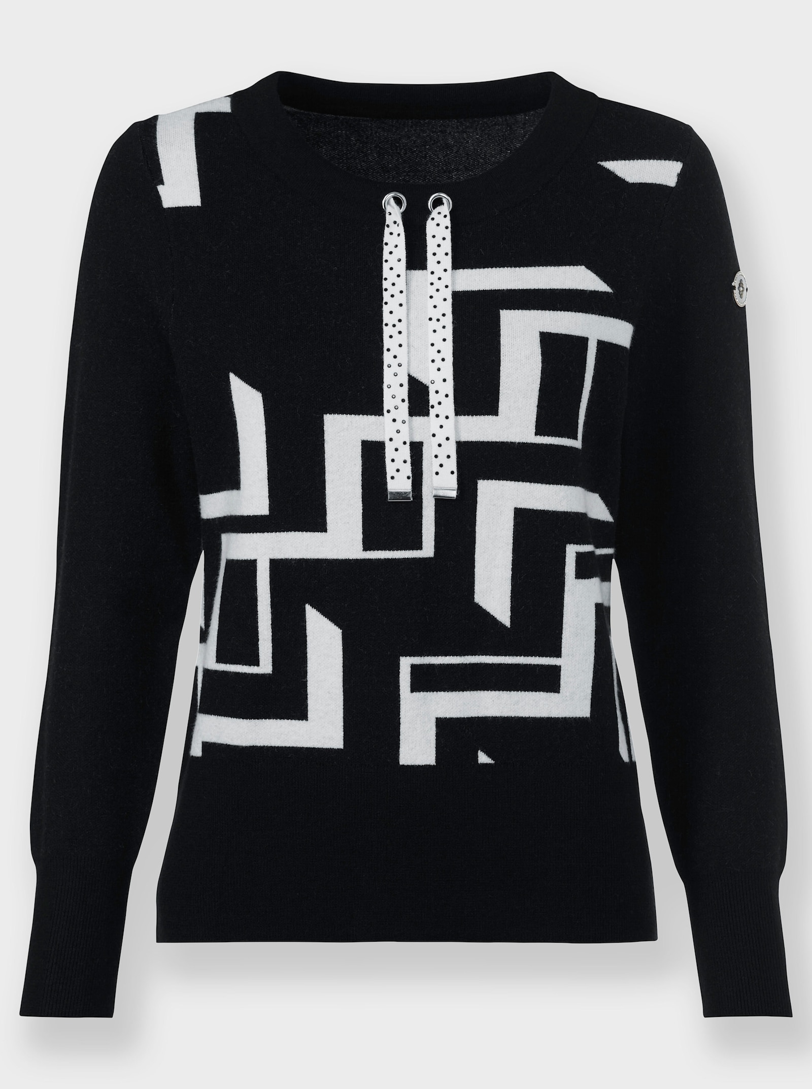 Pull avec motif jacquard graphique - noir-blanc à motifs