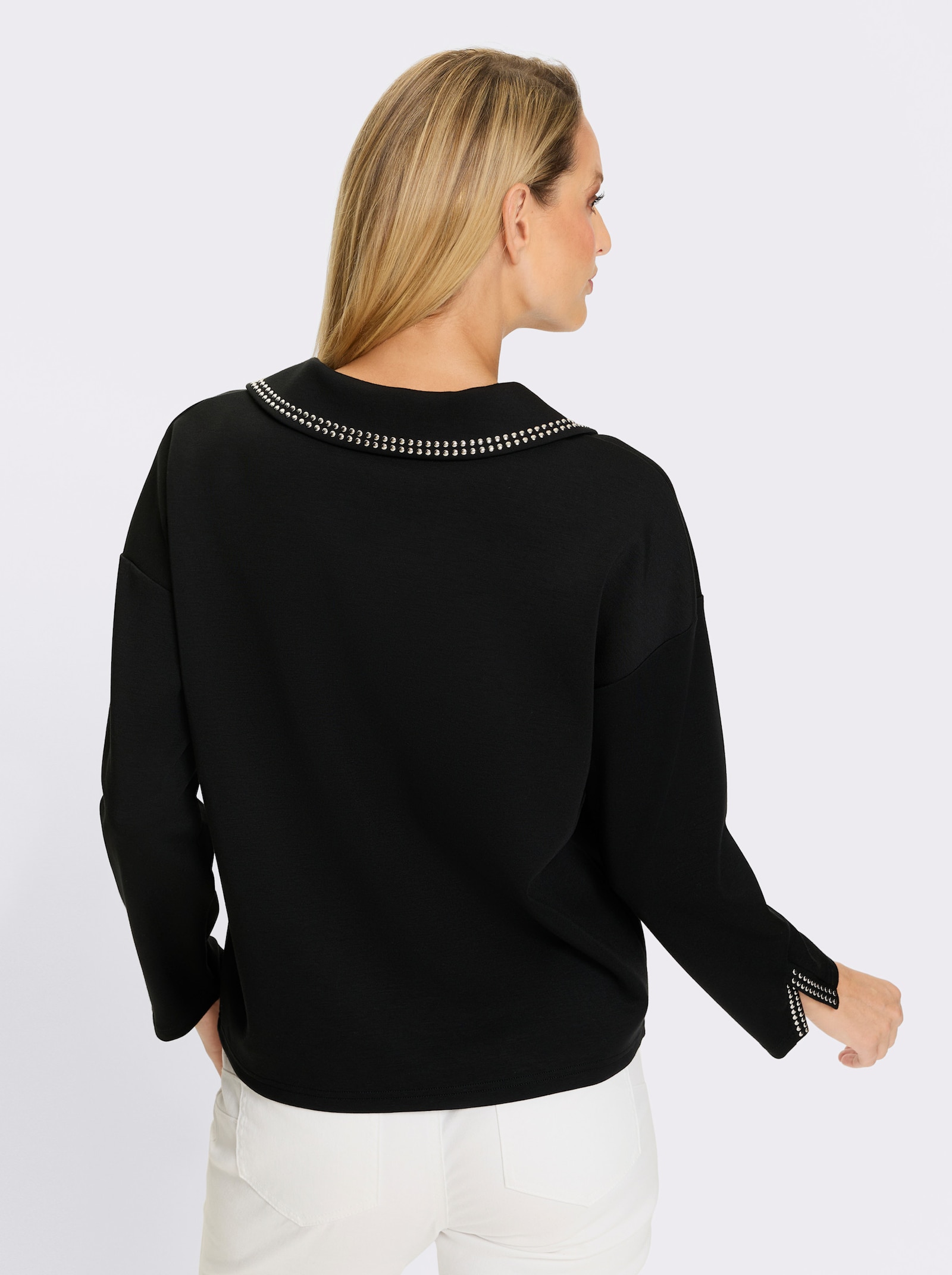 heine Sweatshirt mit Schlitz am Langarm - schwarz