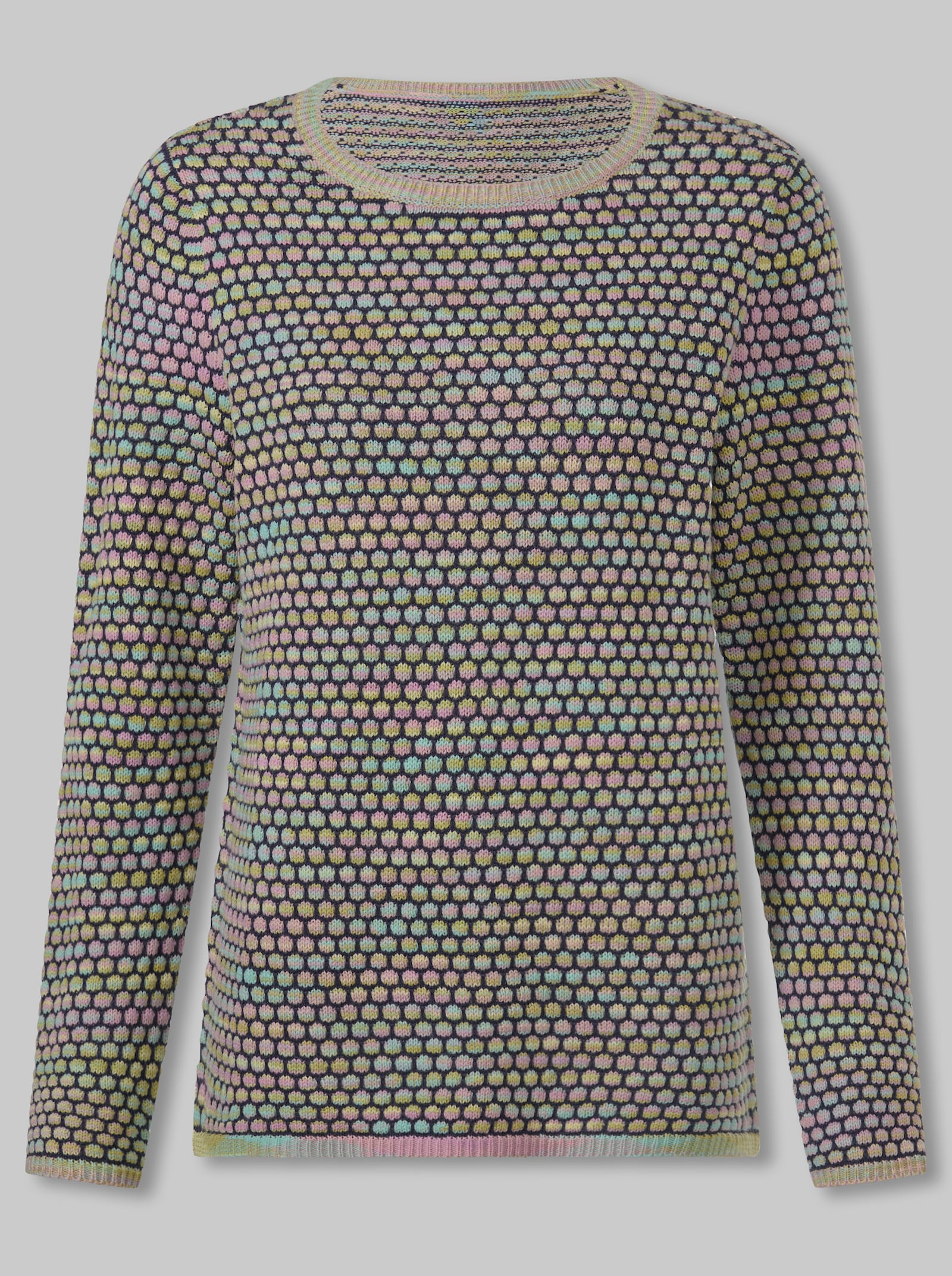 heine Strickpullover in Wabenstruktur - marine-pistazie-gemustert