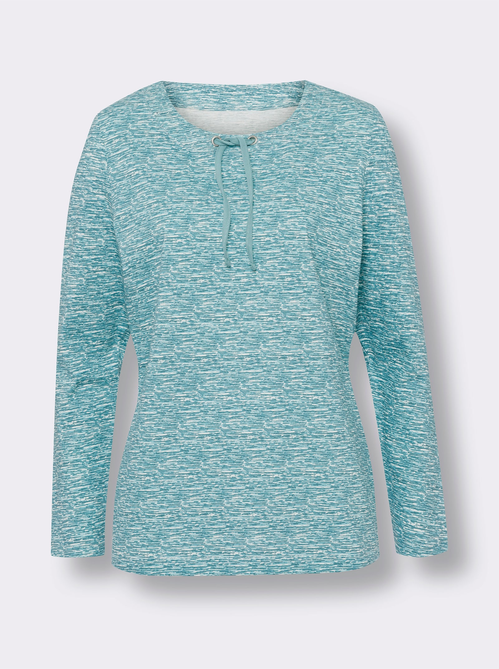 Tričko, kr. rukávy, viazačka na výstrihu - Oceánovo-svetlobéžová potlač