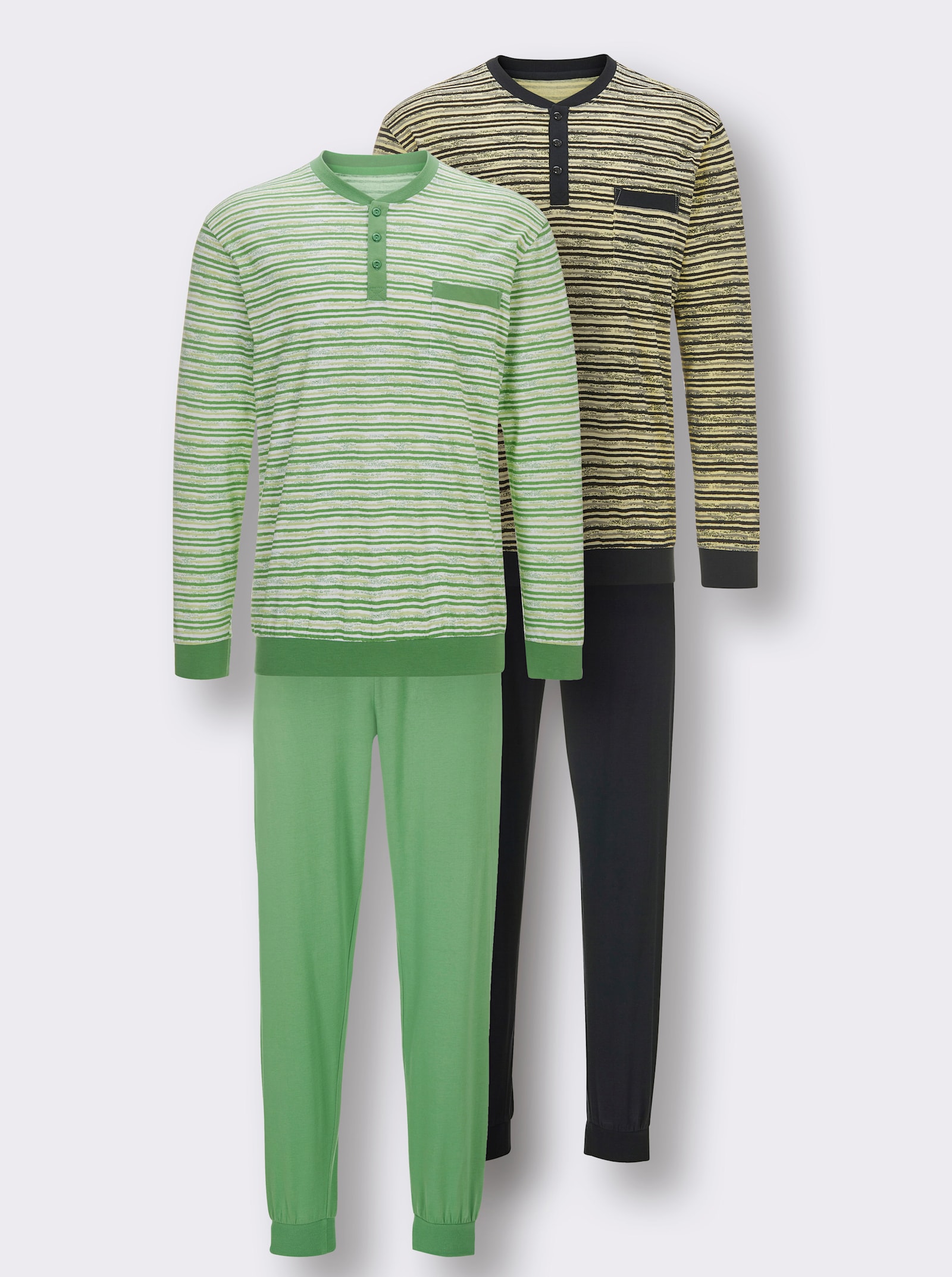 wäschepur men Pyžama - jablková-pistáciová-potisk + černá-citronová-potisk