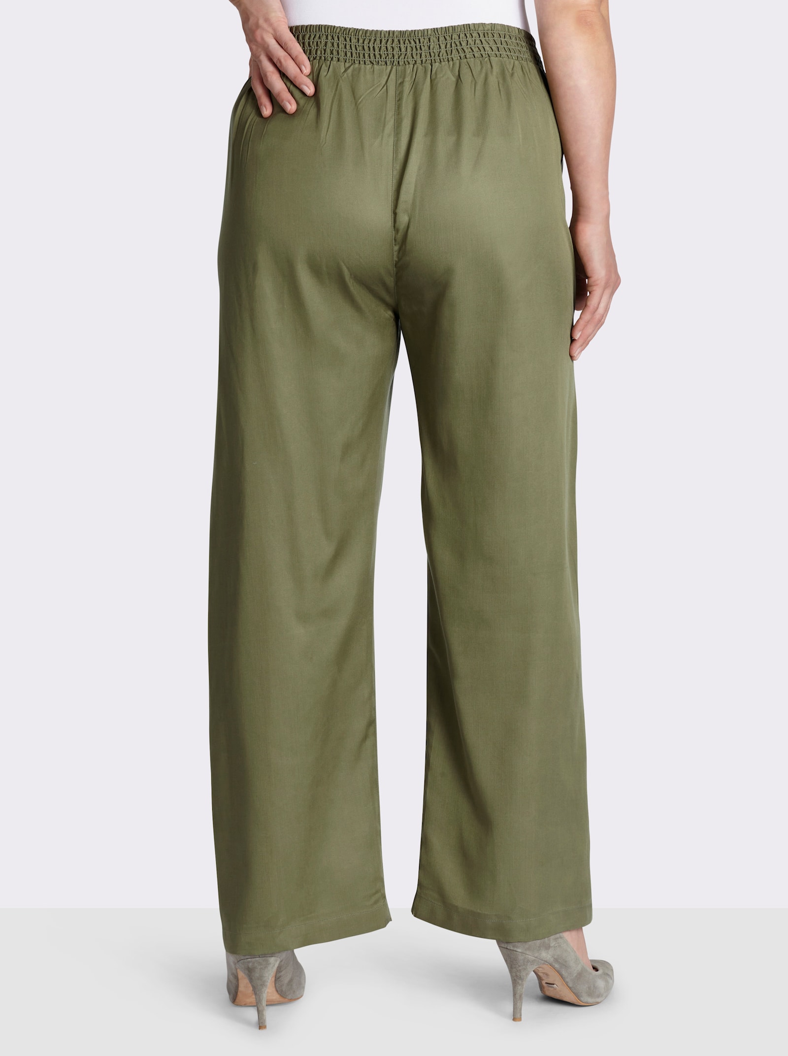sheego Schlupfhose mit Smokbund hinten - oliv
