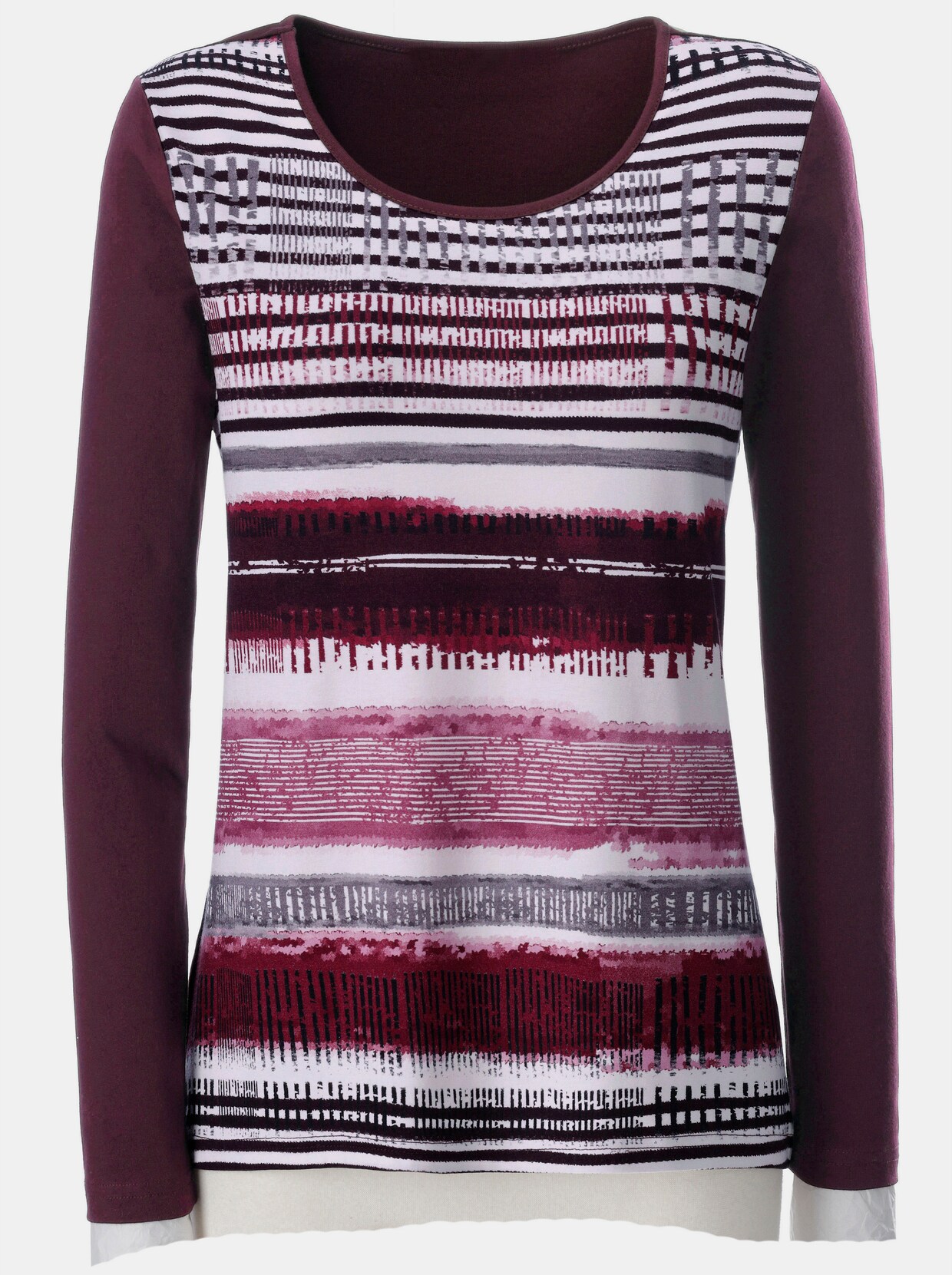 Shirt met lange mouwen - bordeaux gestreept