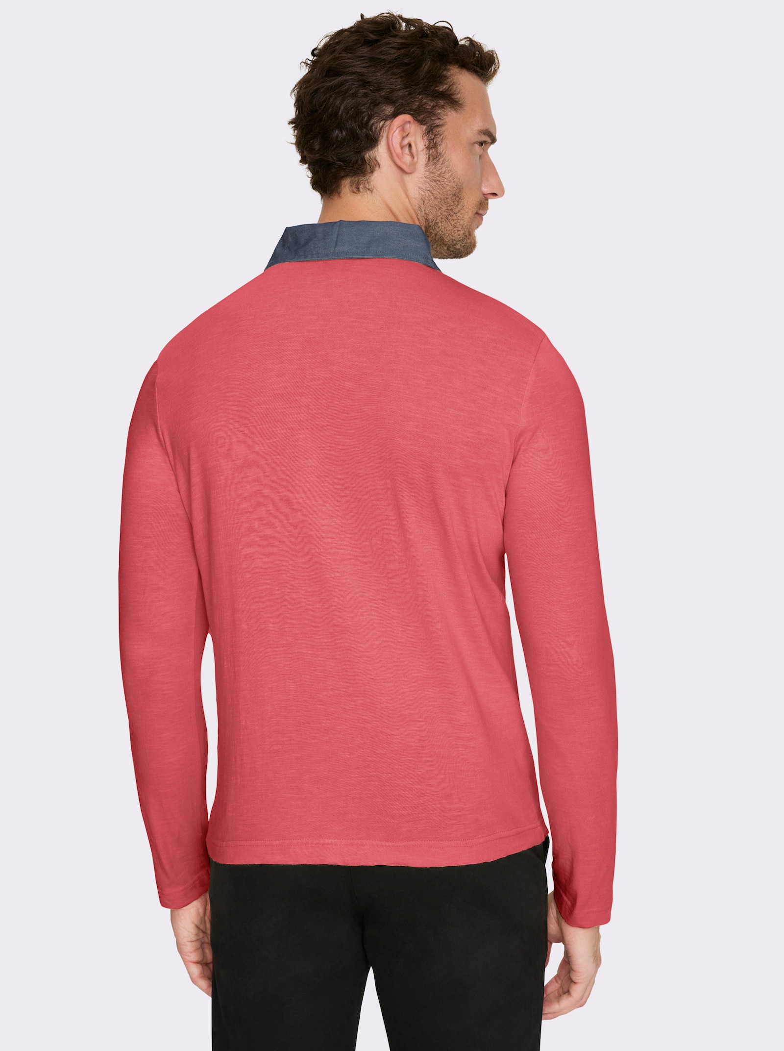 Marco Donati Langarmshirt mit Details in Denim-Optik - grapefruit