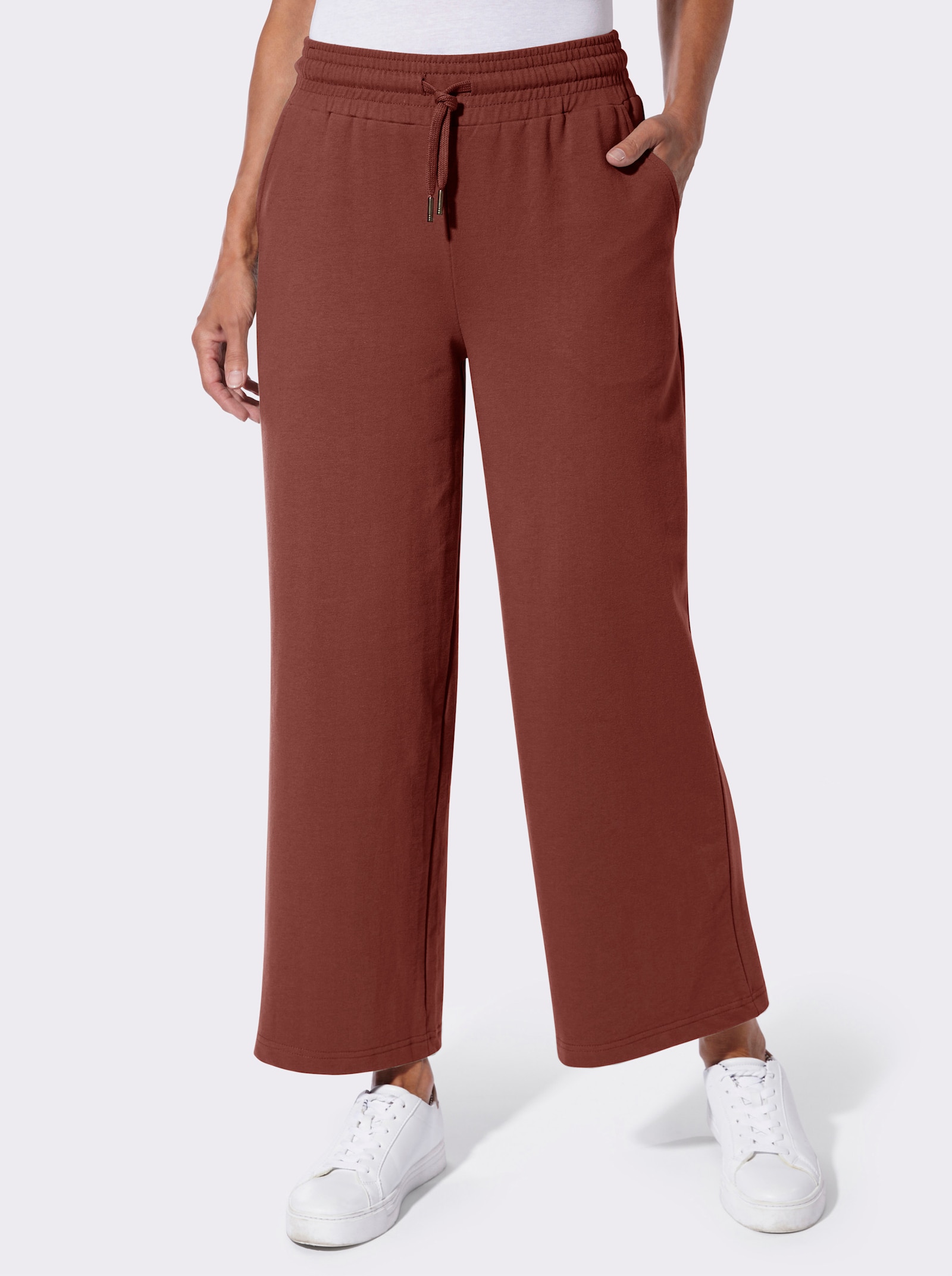 Sweathose mit Rundum-Dehnbund - rotbraun