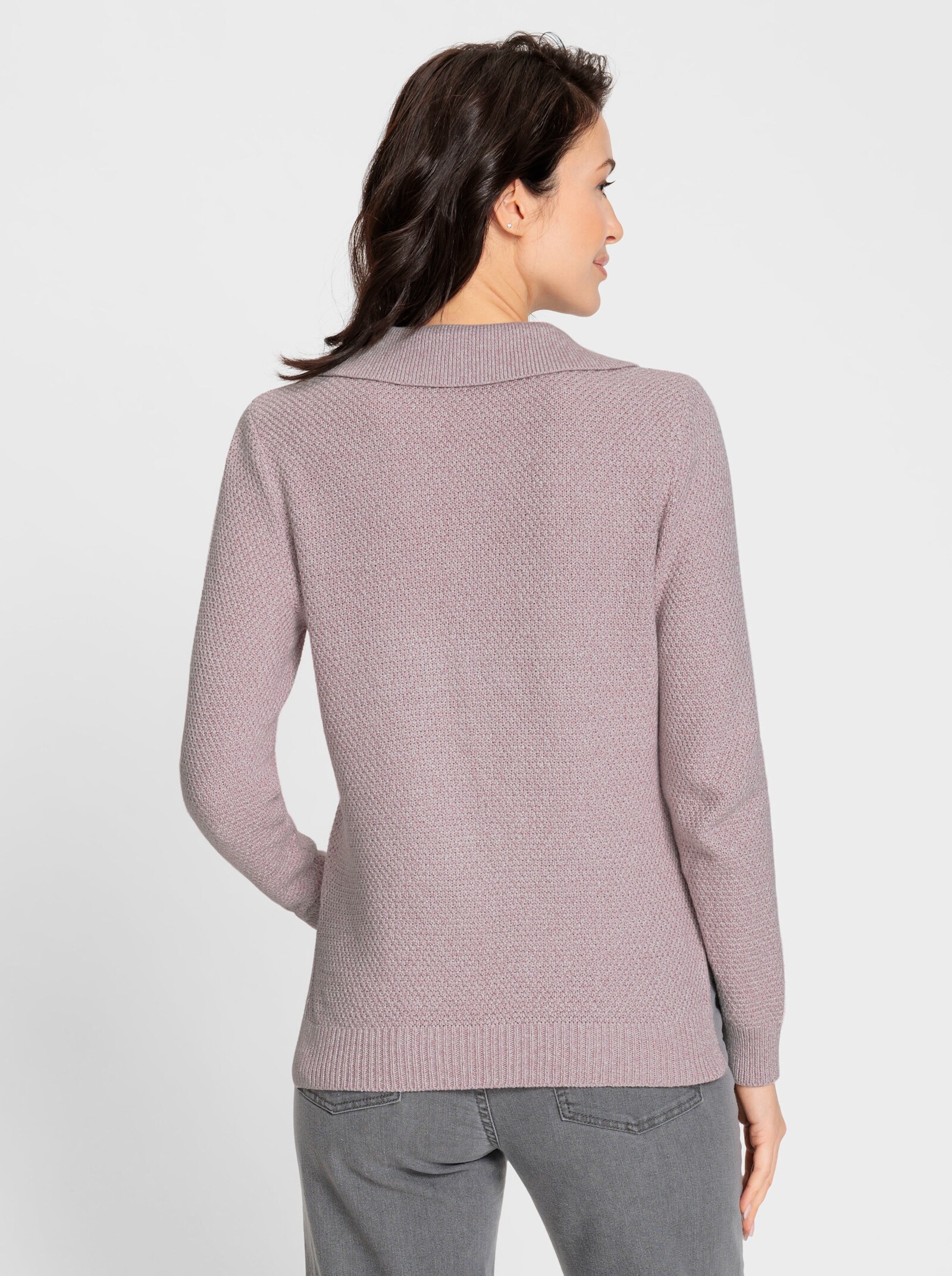 Polopullover in Melange-Qualität - mauve-meliert