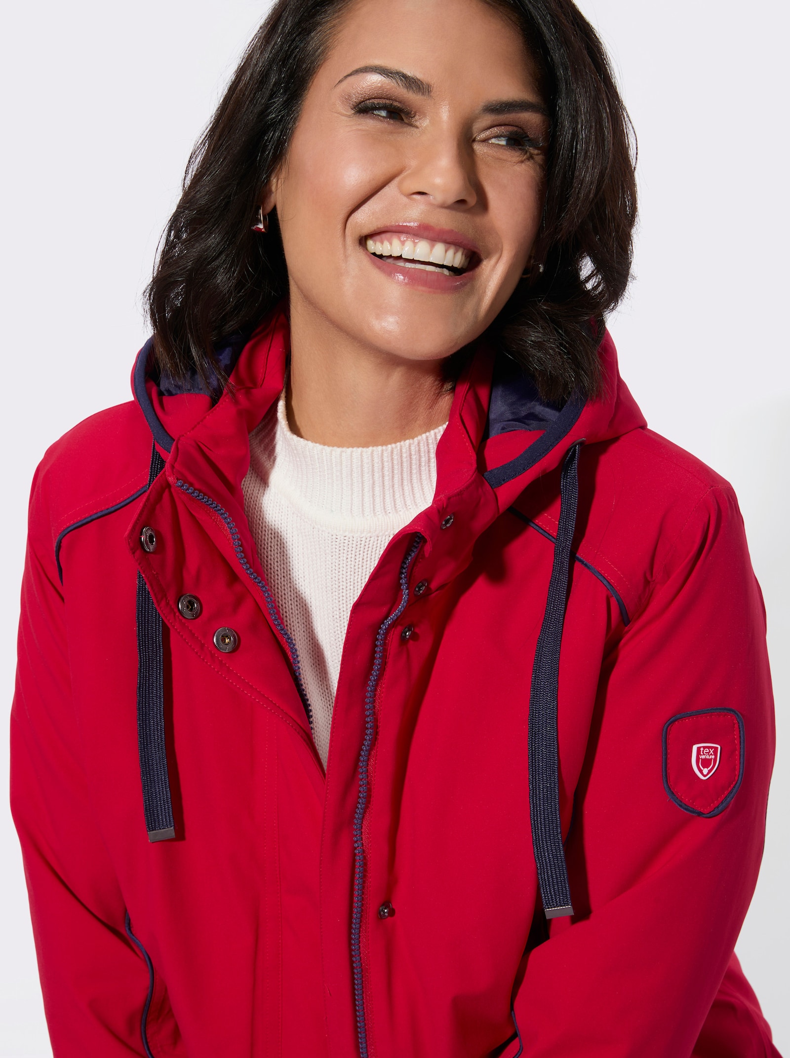 Funktionsjacke mit abnehmbarer Kapuze - rot