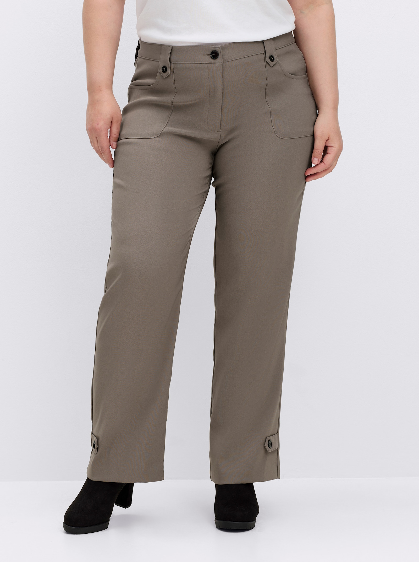 Hose in weiter Form, bügelfreie Koffer-Qualität - taupe