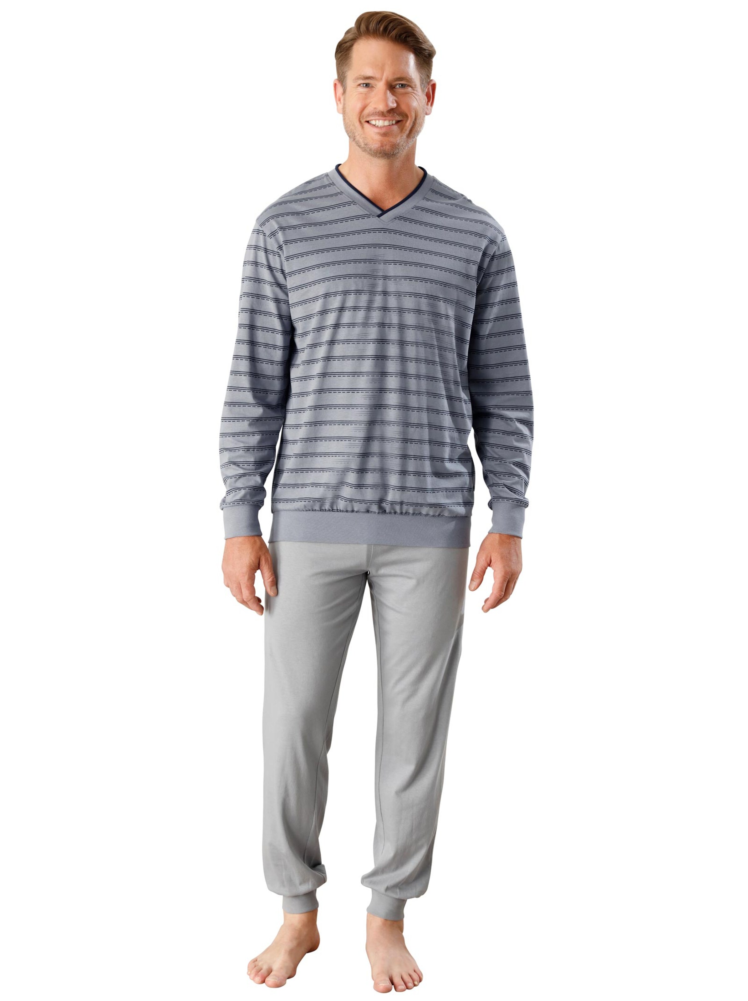 Schlafanzug - blau-geringelt