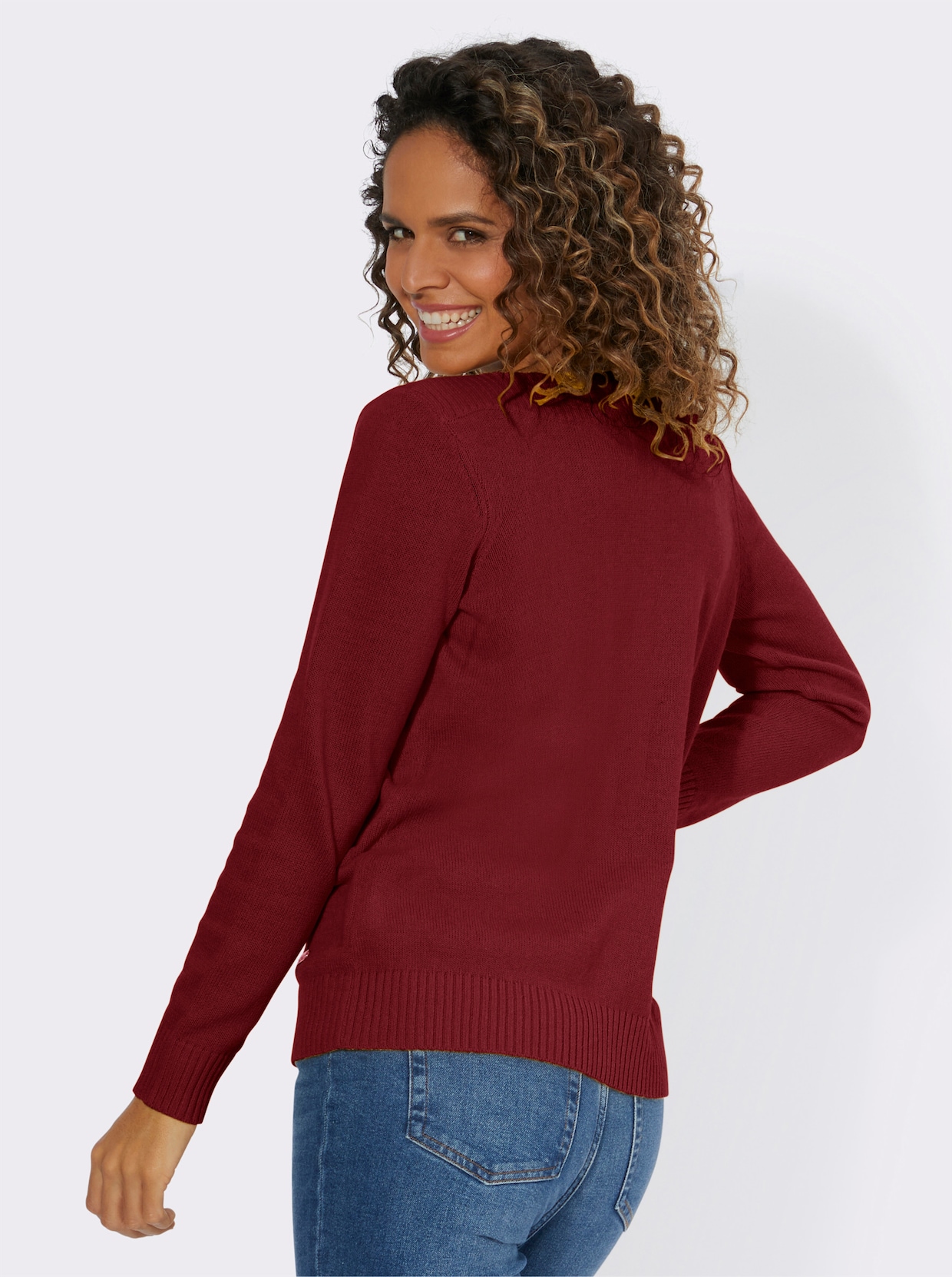 Pullover met lange mouwen - donkerrood gemêleerd