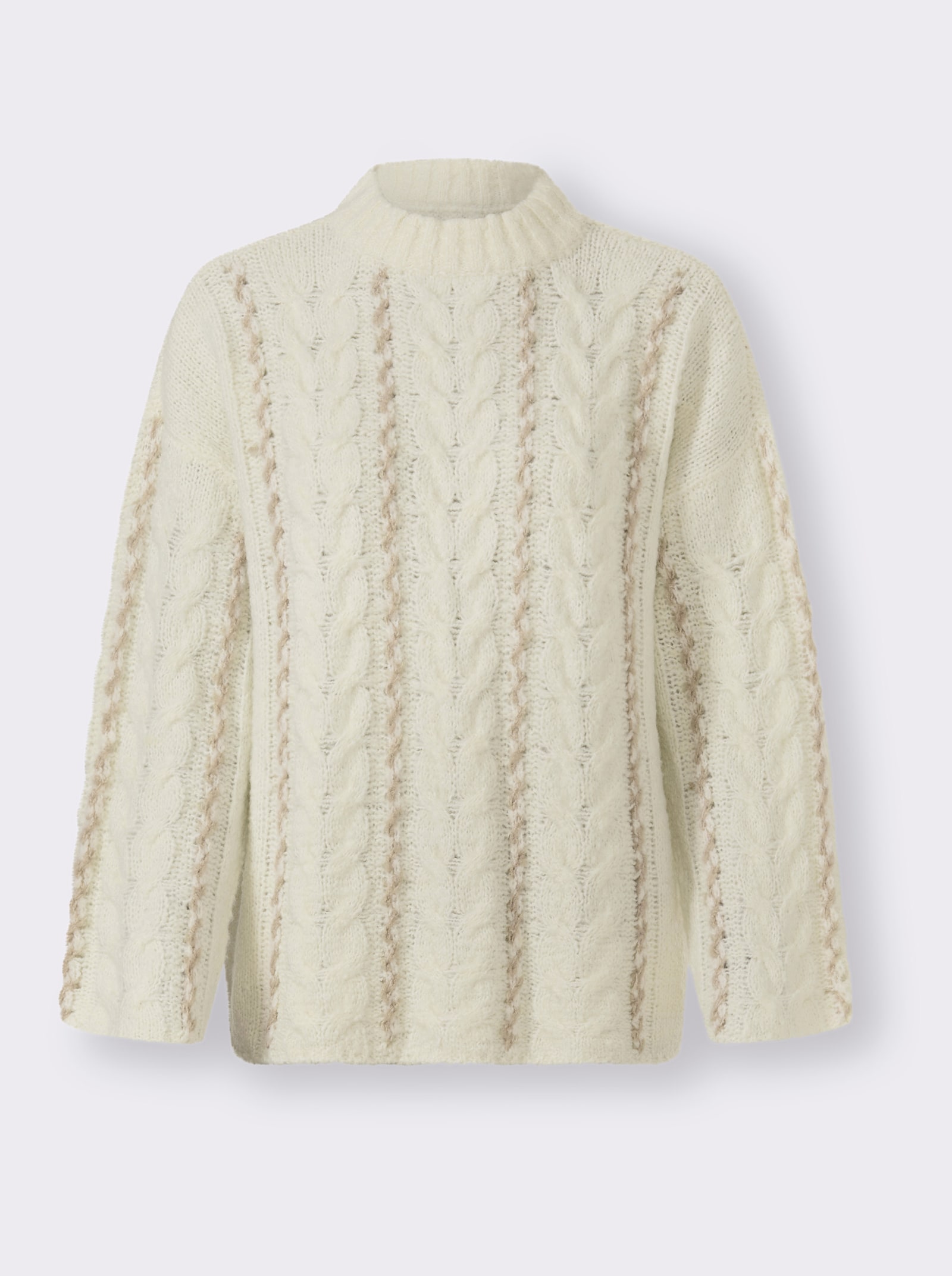 heine Strickpullover mit Zopfmuster - champagner