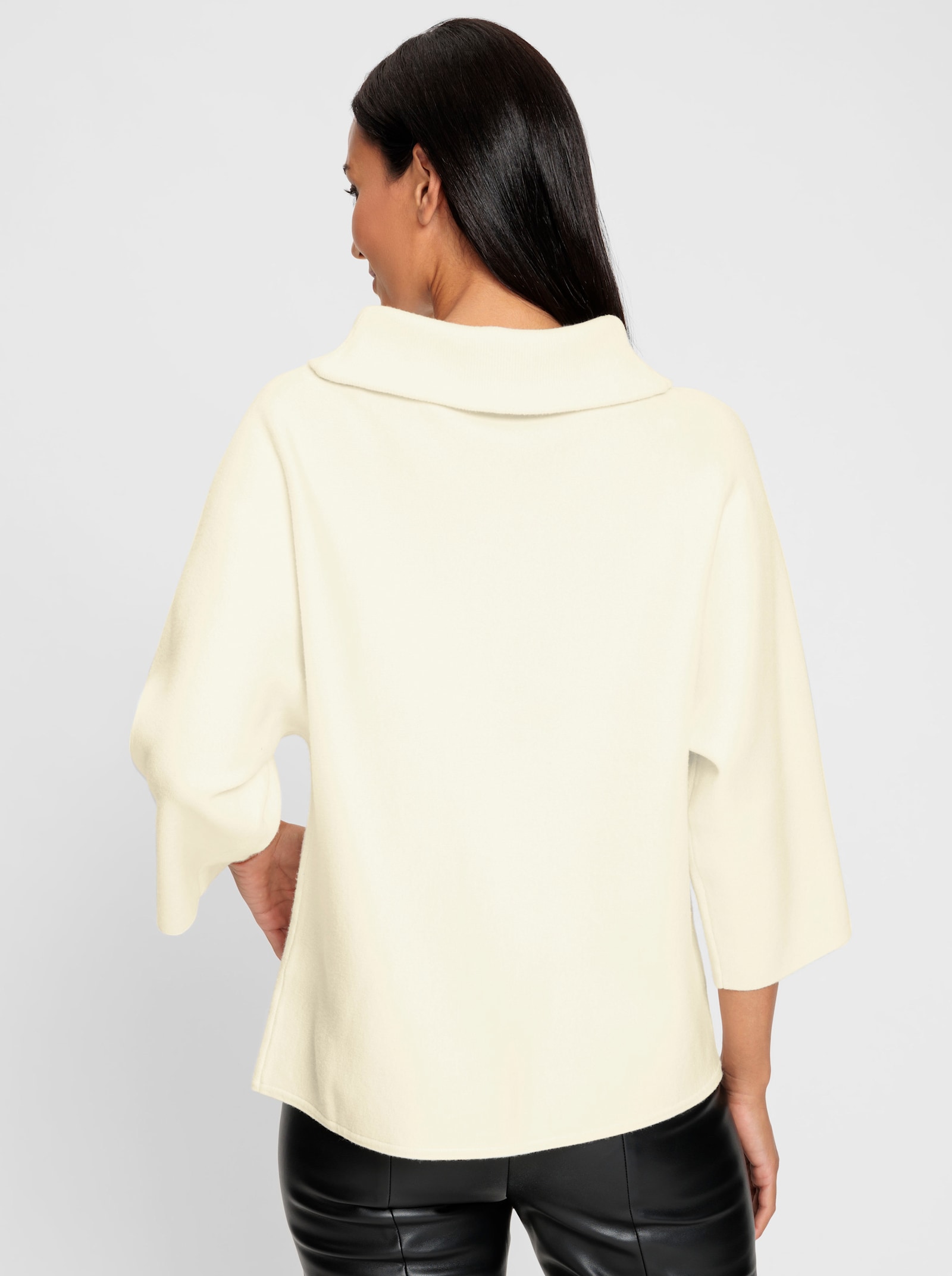 heine Pull à manches 3/4 et grand col roulé - écru