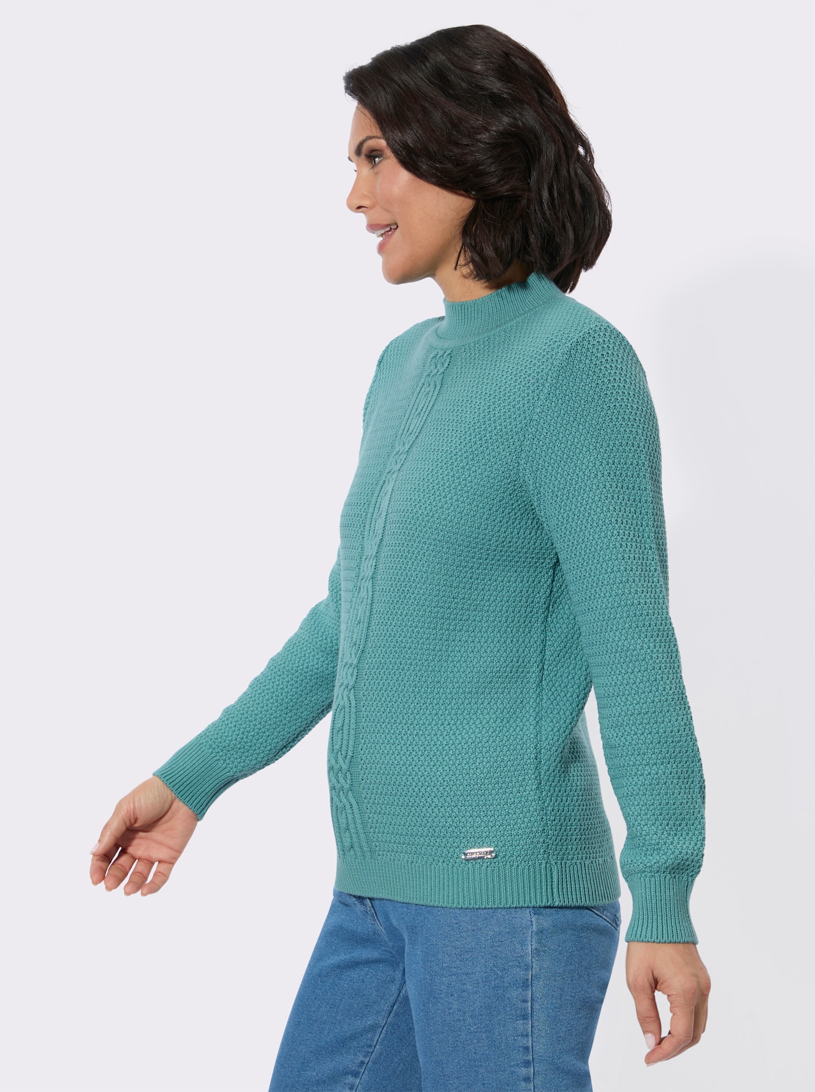 Rollkragenpullover mit Strickmuster vorne - ozean