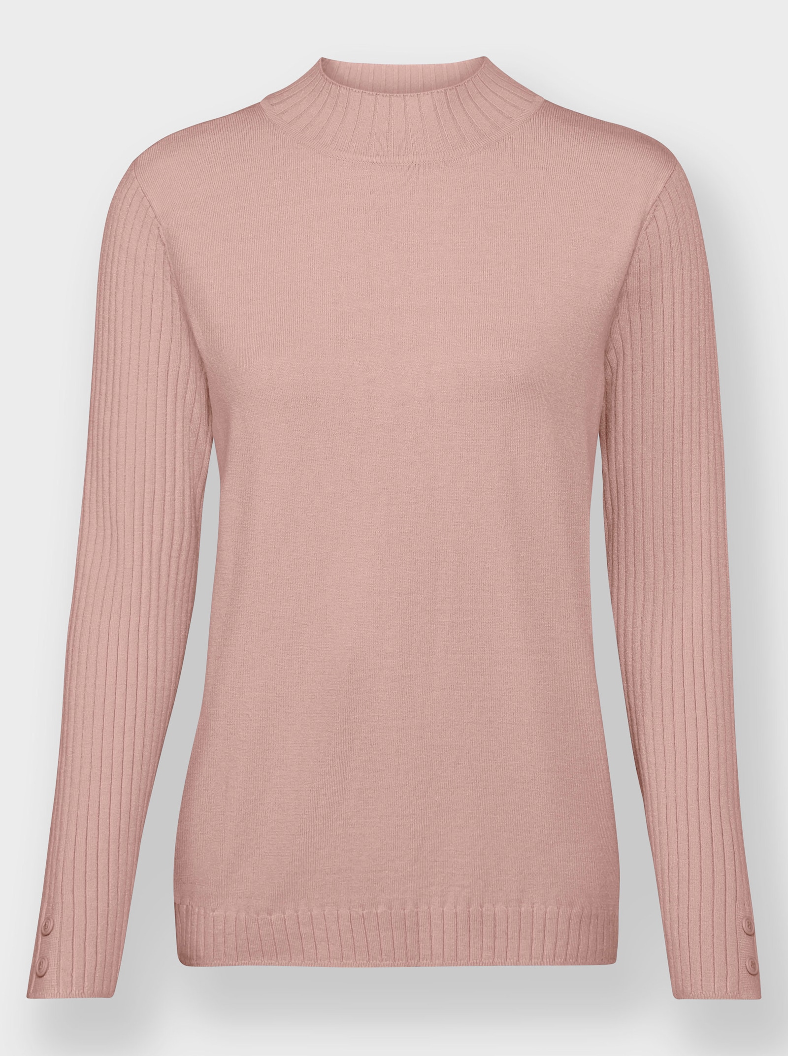 Stehkragenpullover mit Zierknöpfen - puder