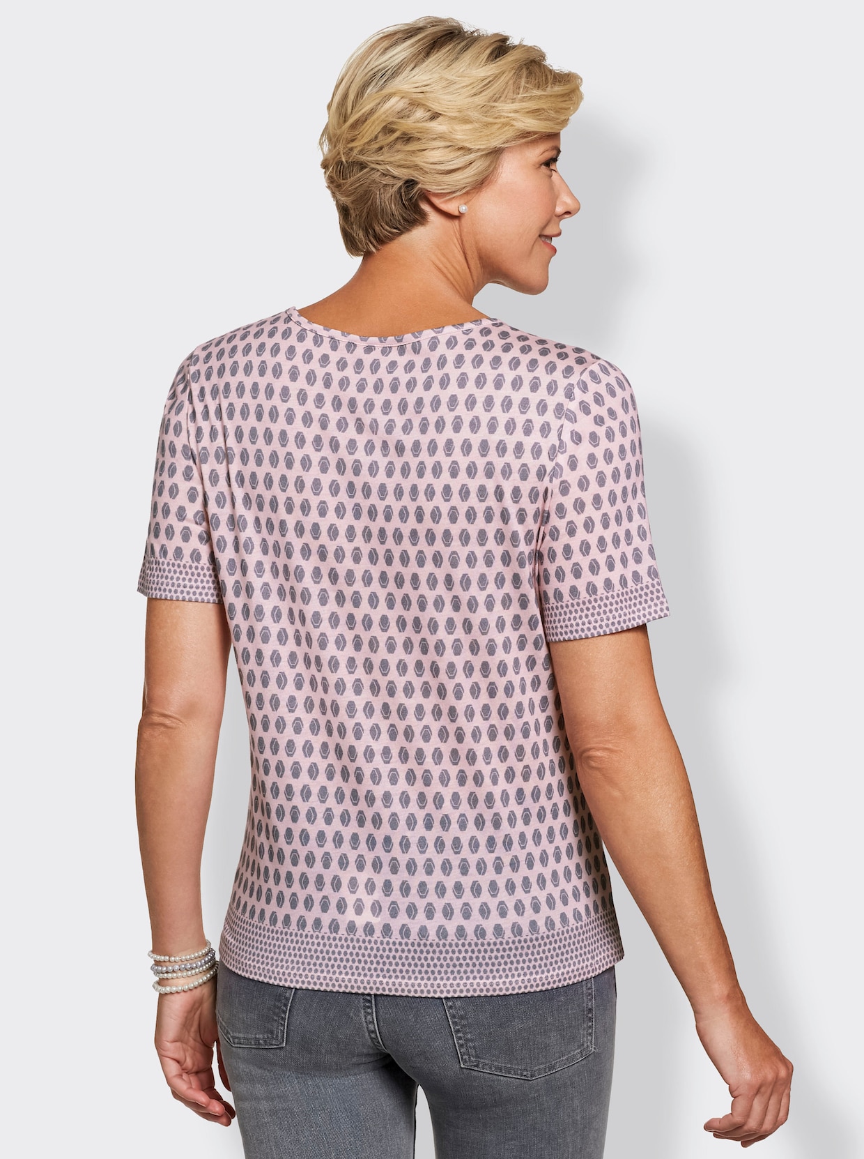 Shirt met ronde hals - grijs/roze