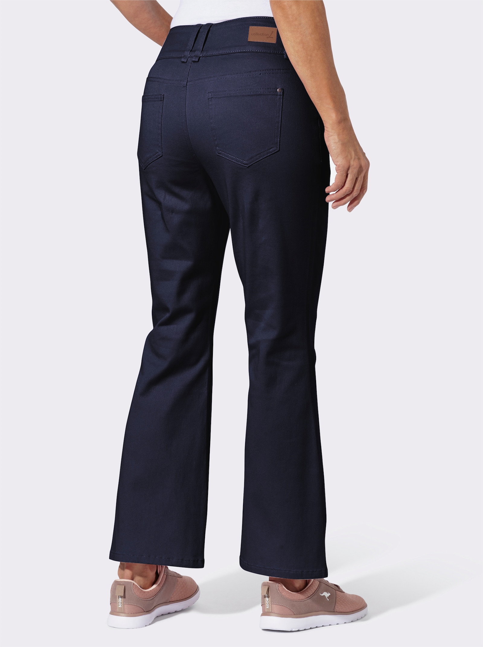 Bootcut-Jeans mit hoher Taille - marine