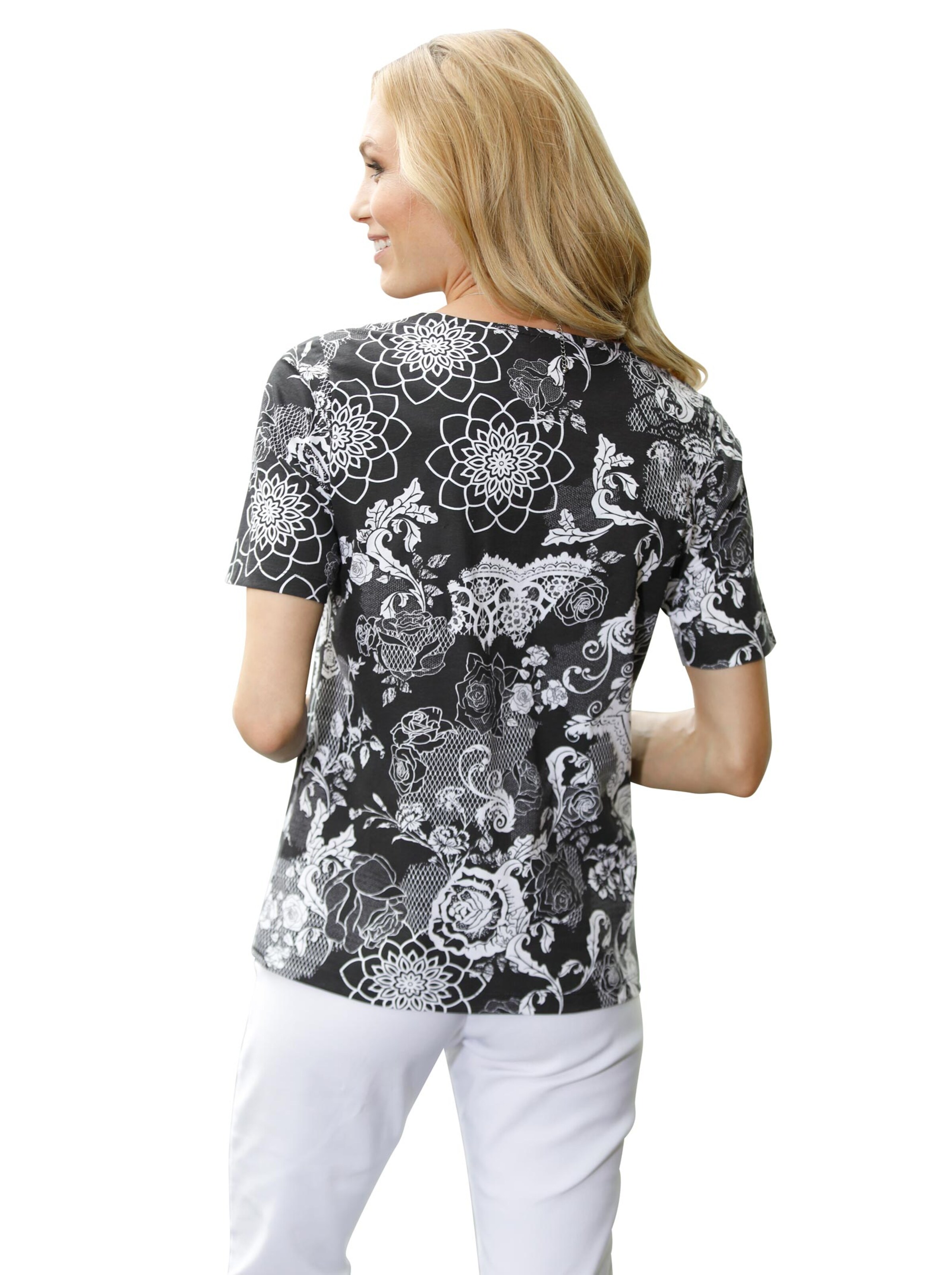 Shirt - schwarz-weiß-gemustert